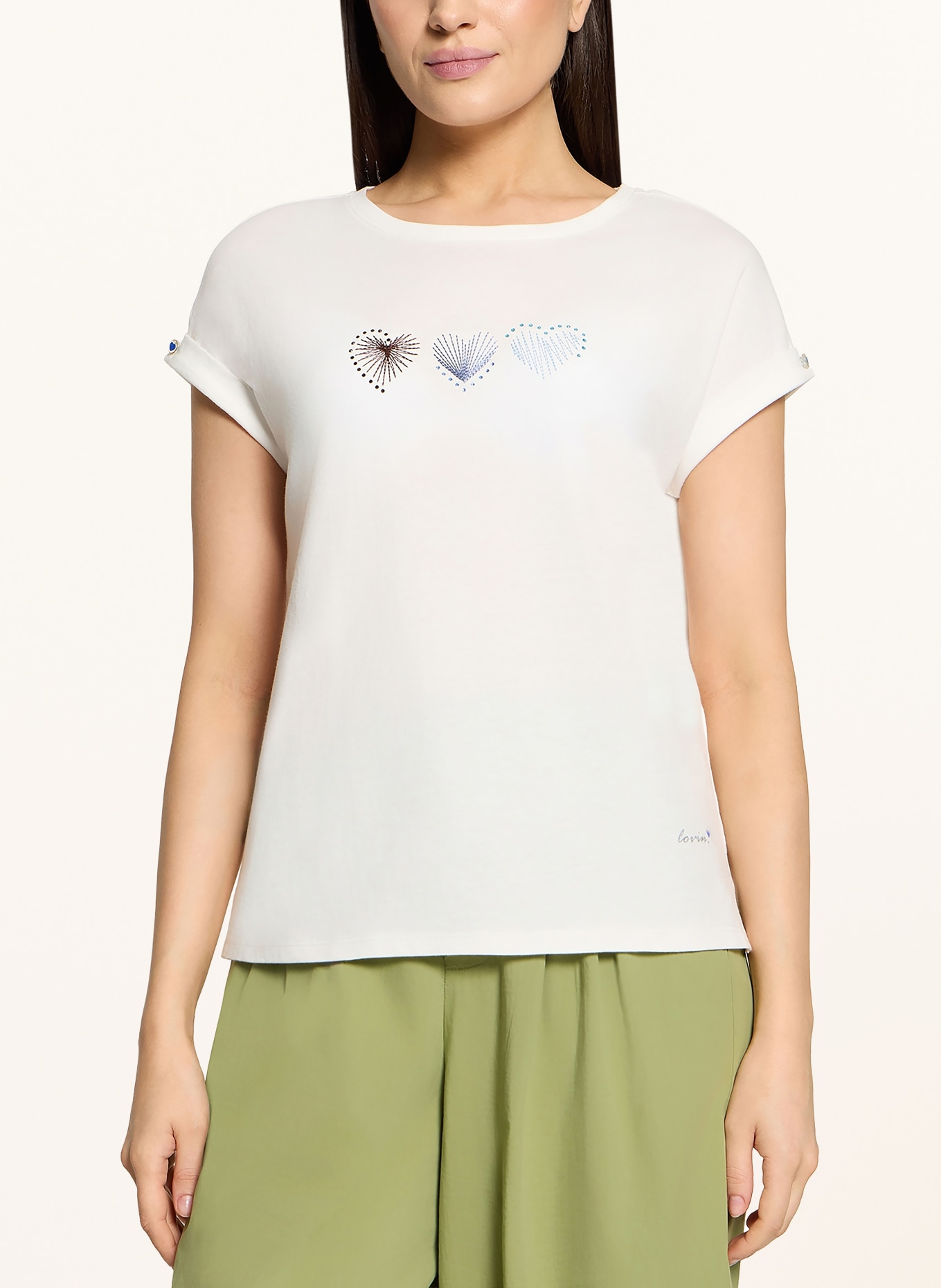 CARTOON Tricou cu pietre decorative: ALB / MARO ÎNCHIS / ALBASTRU DESCHIS