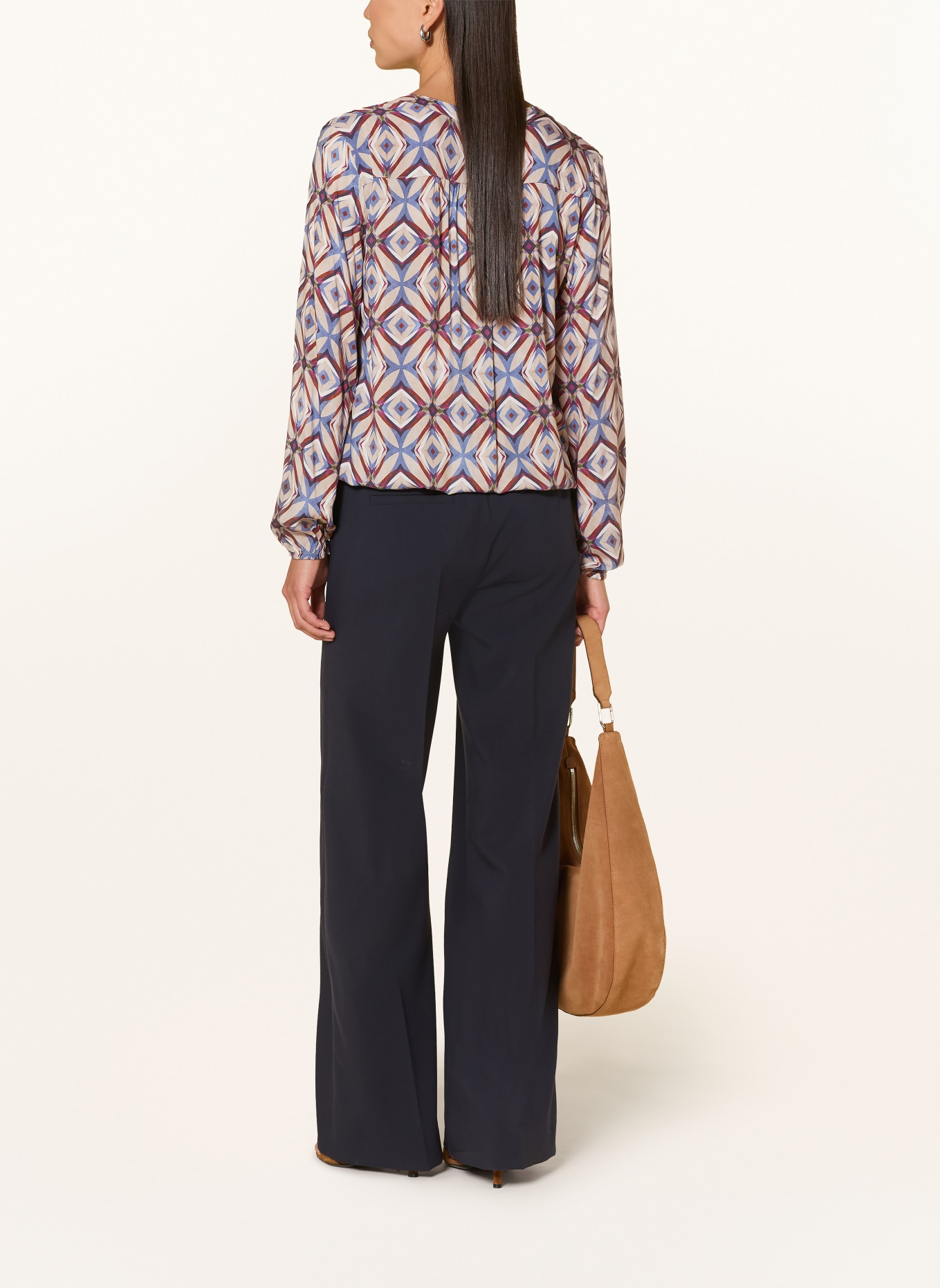 CARTOON Shirt blouse: BEIGE / BROWN / BLUE