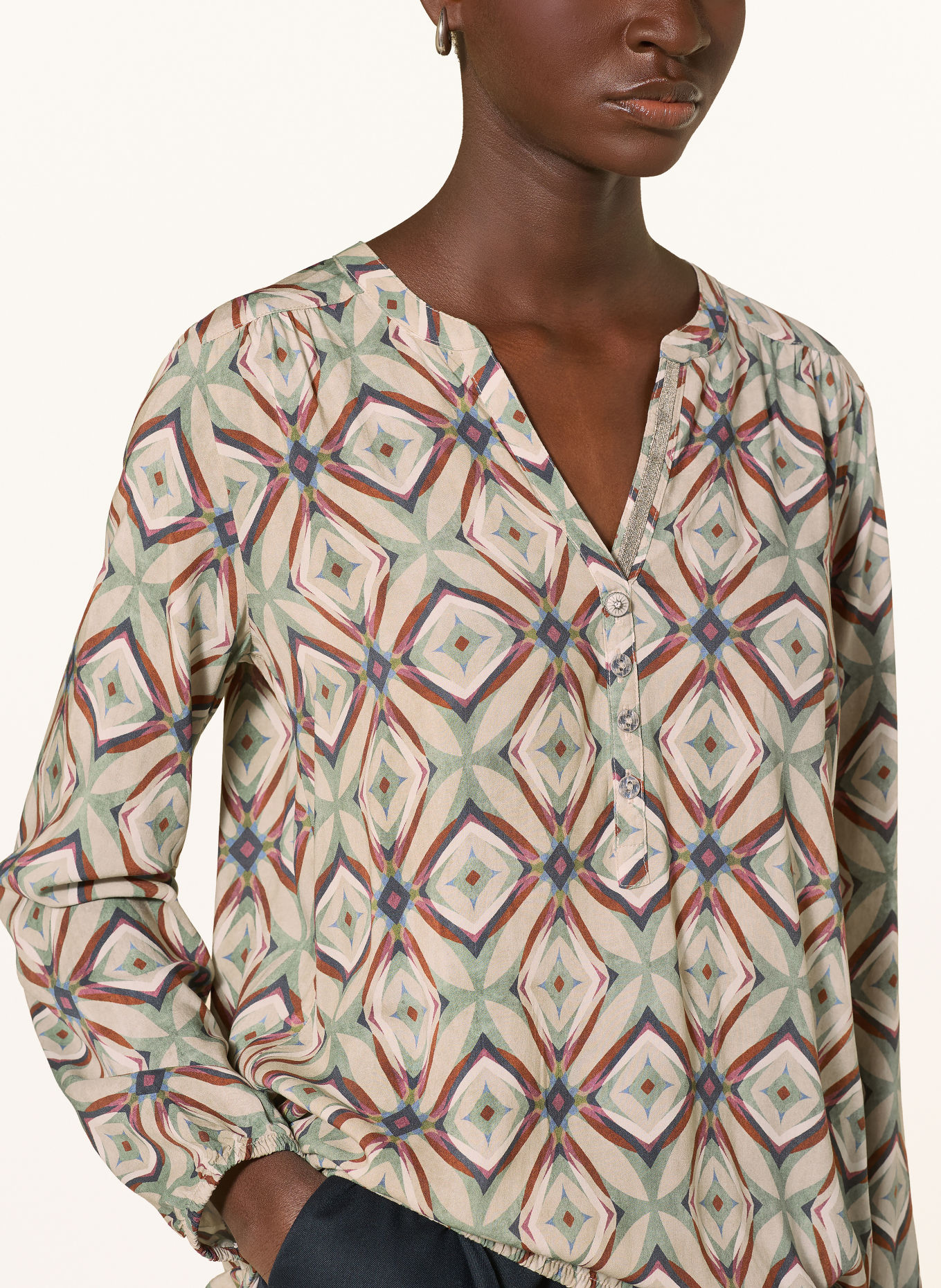 CARTOON Blouseshirt: GROEN / BRUIN / BLAUW