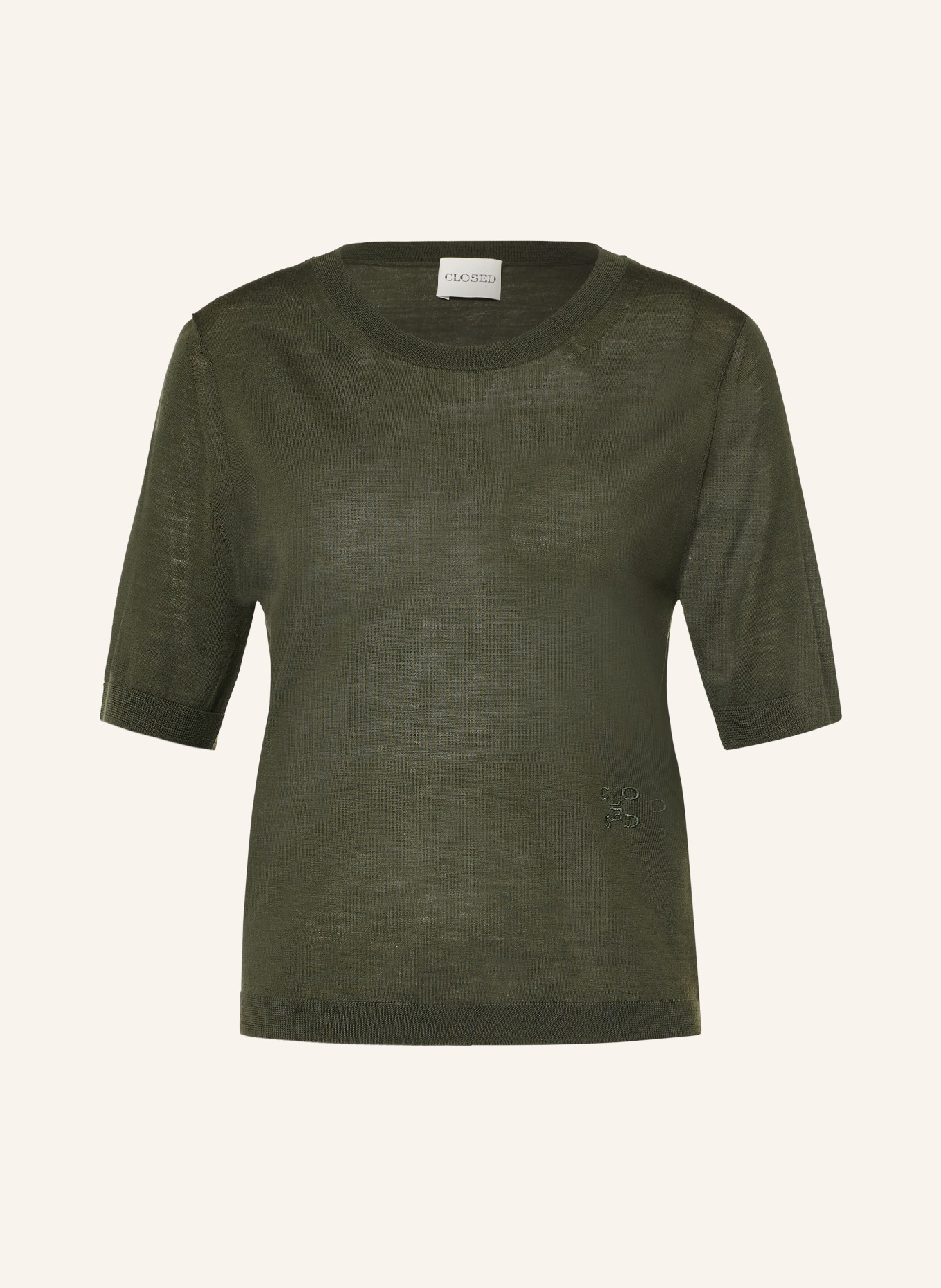 CLOSED Gebreid shirt: DONKERGROEN