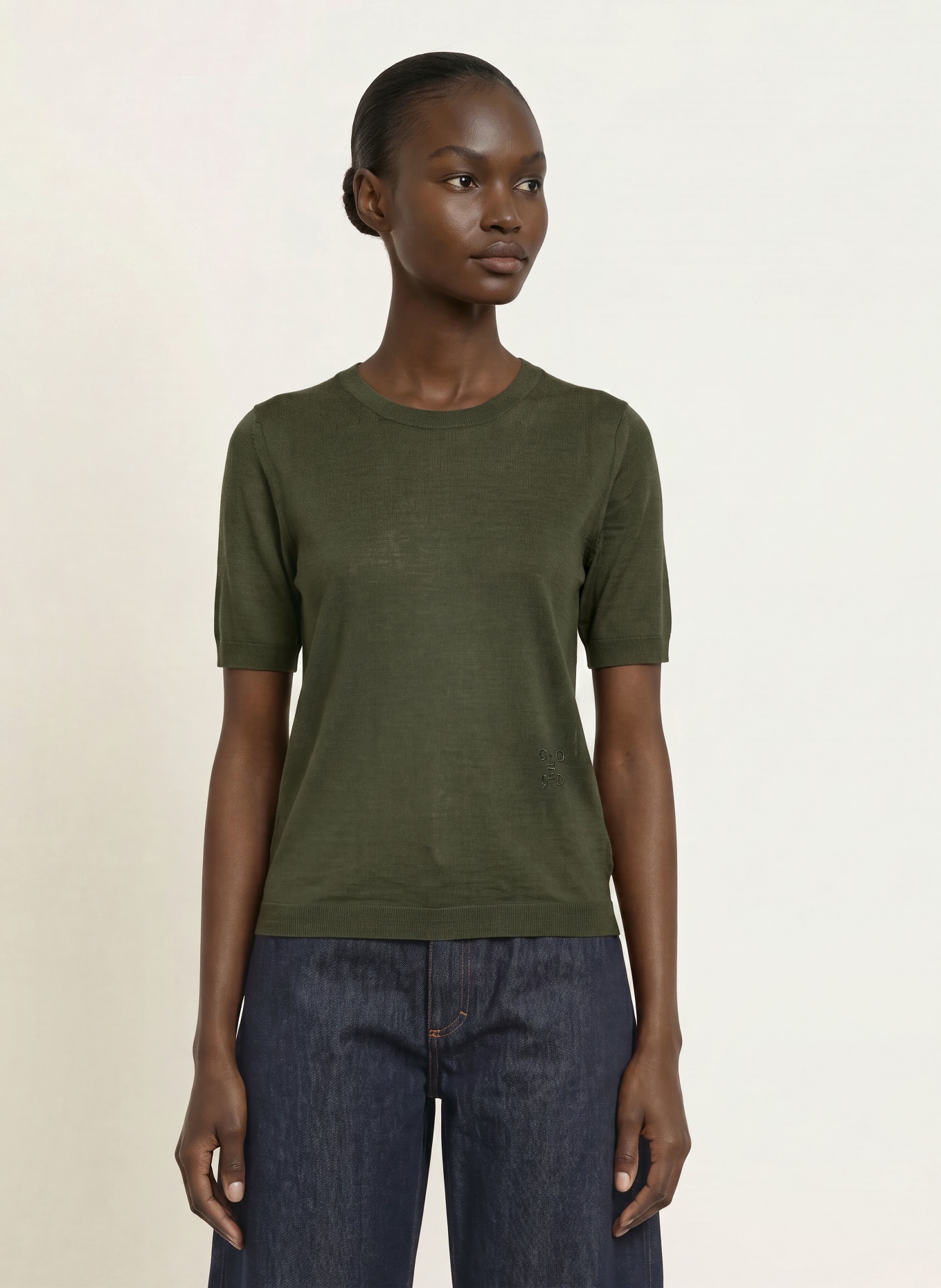 CLOSED Gebreid shirt: DONKERGROEN