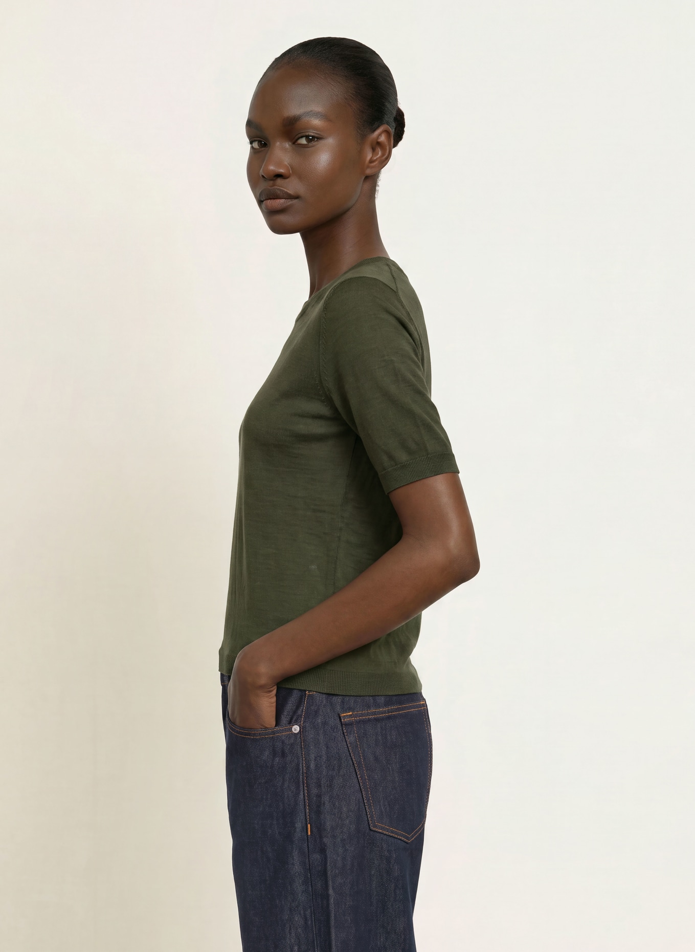 CLOSED Gebreid shirt: DONKERGROEN