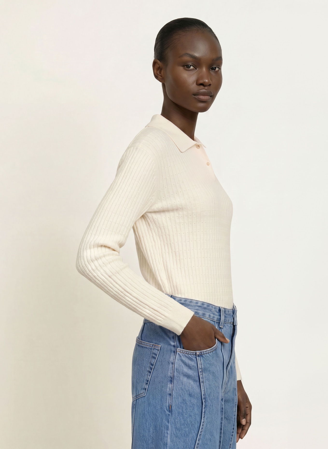 CLOSED Strick-Poloshirt: WEISS