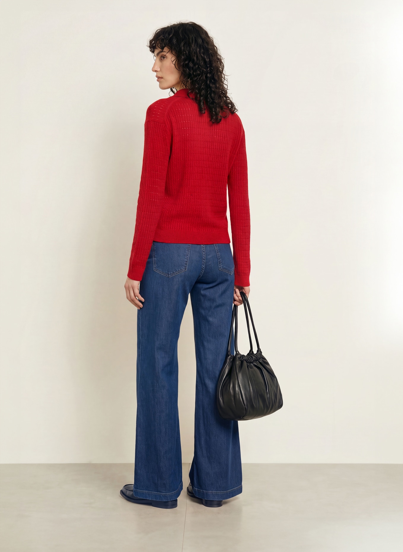 CLOSED Gebreid poloshirt: ROOD