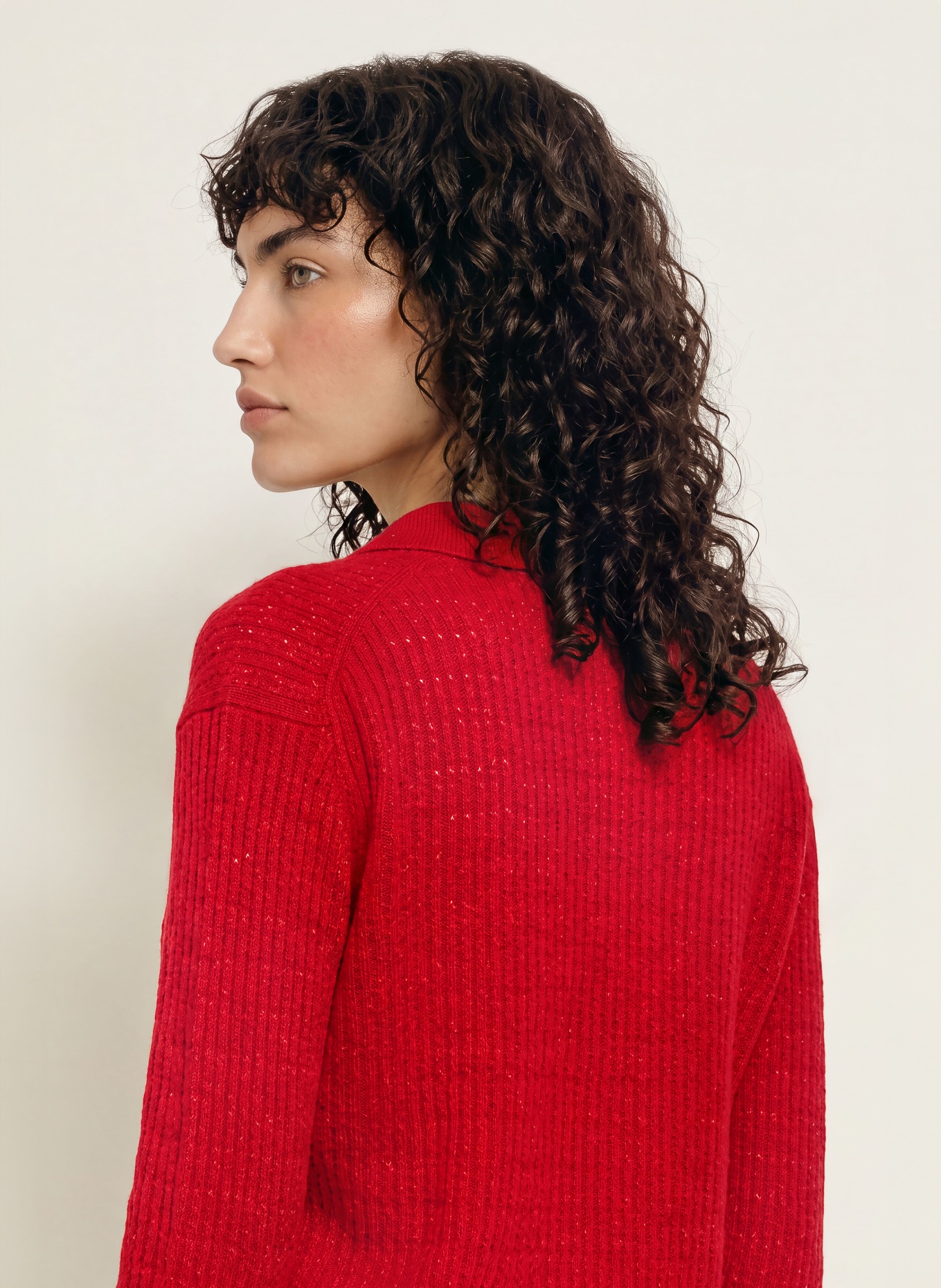 CLOSED Gebreid poloshirt: ROOD