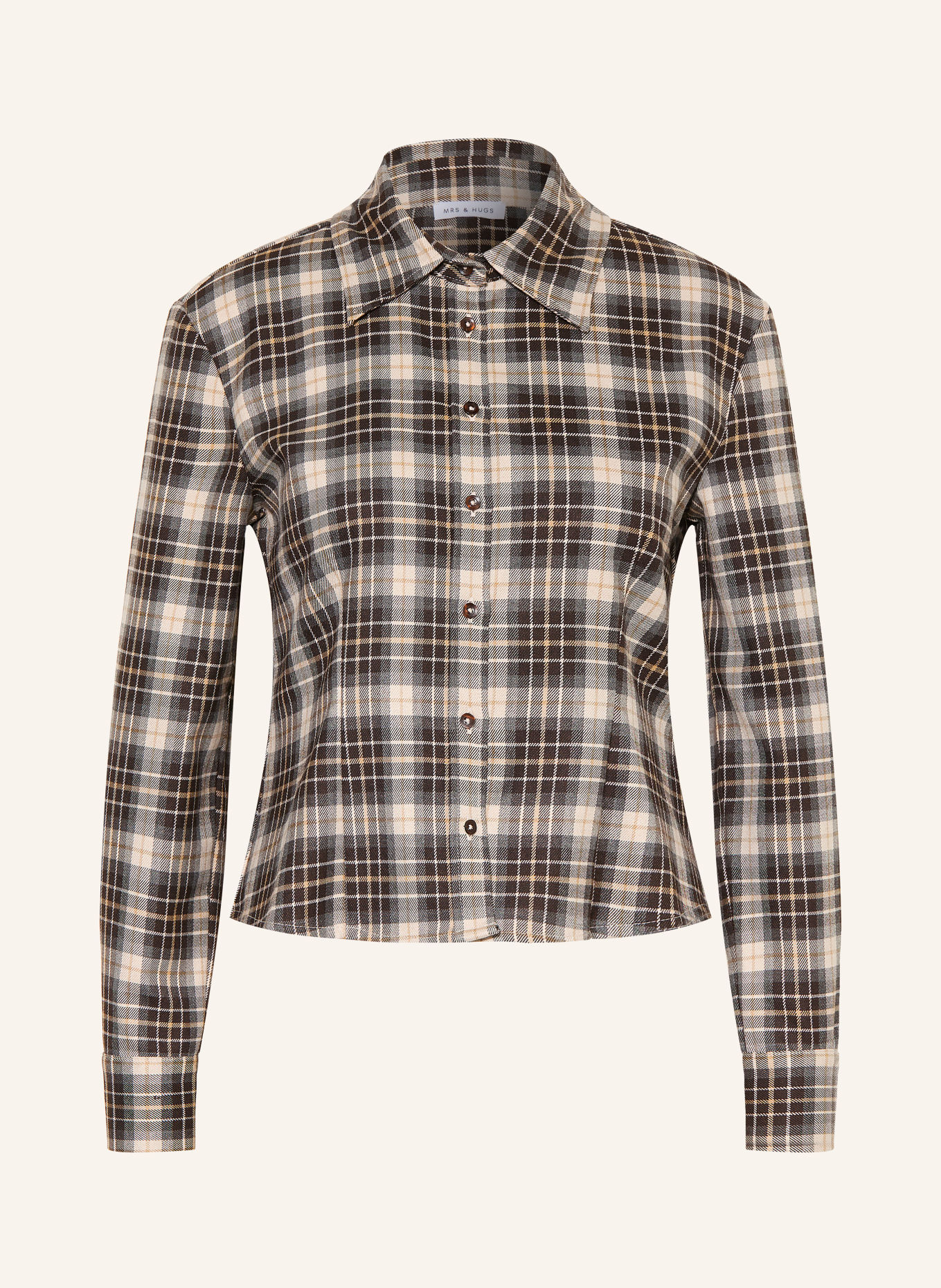 MRS & HUGS Flanel shirt blouse: ECRU / BEIGE / BLACK
