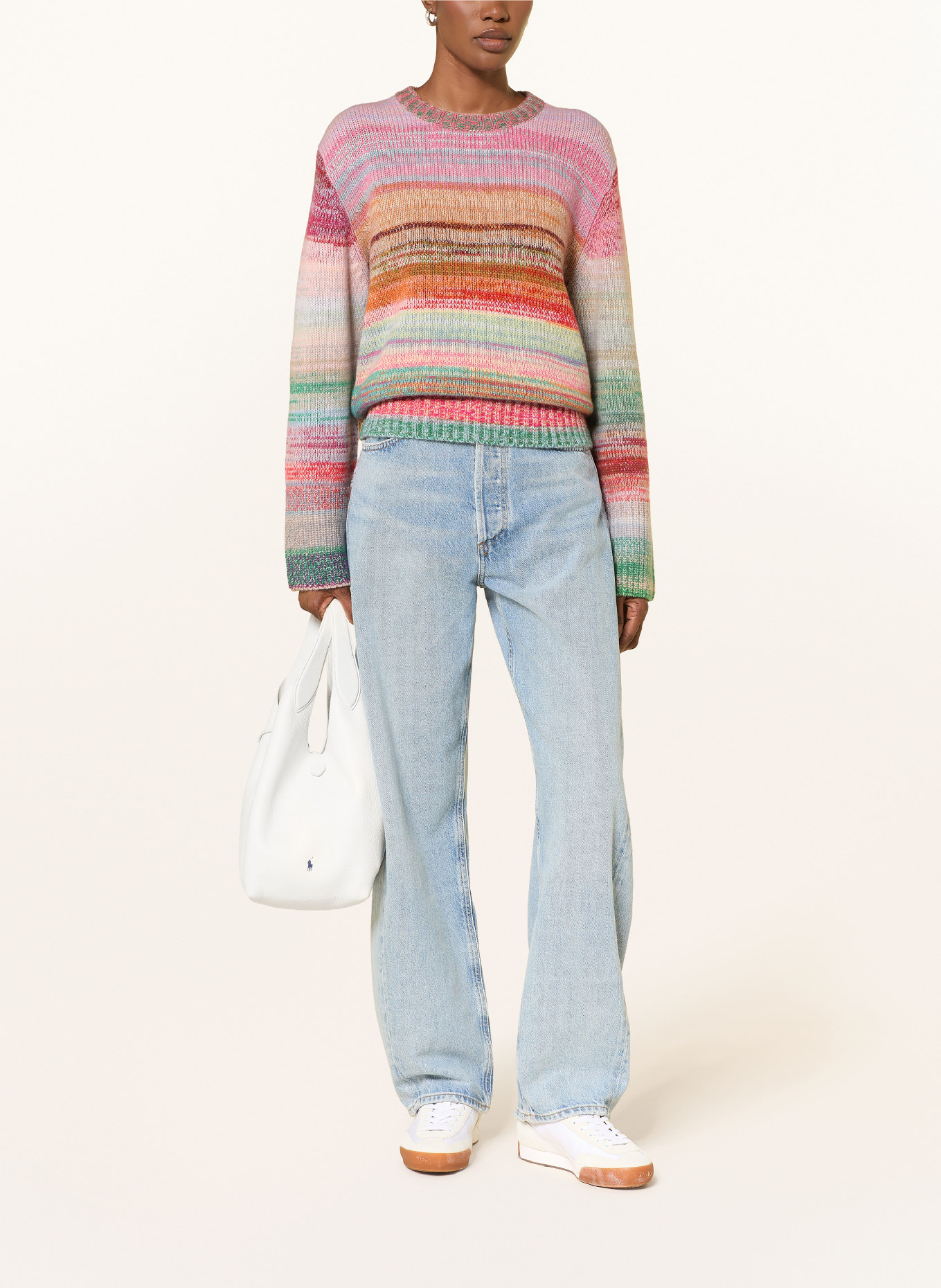 FTC CASHMERE Cashmere-Pullover: PINK / MINT / GRÜN