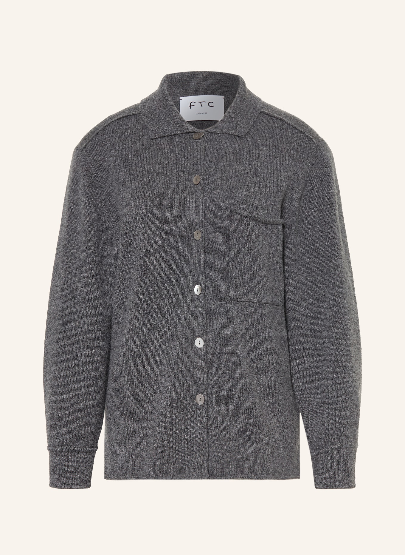 FTC CASHMERE Strickjacke aus Cashmere: DUNKELGRAU