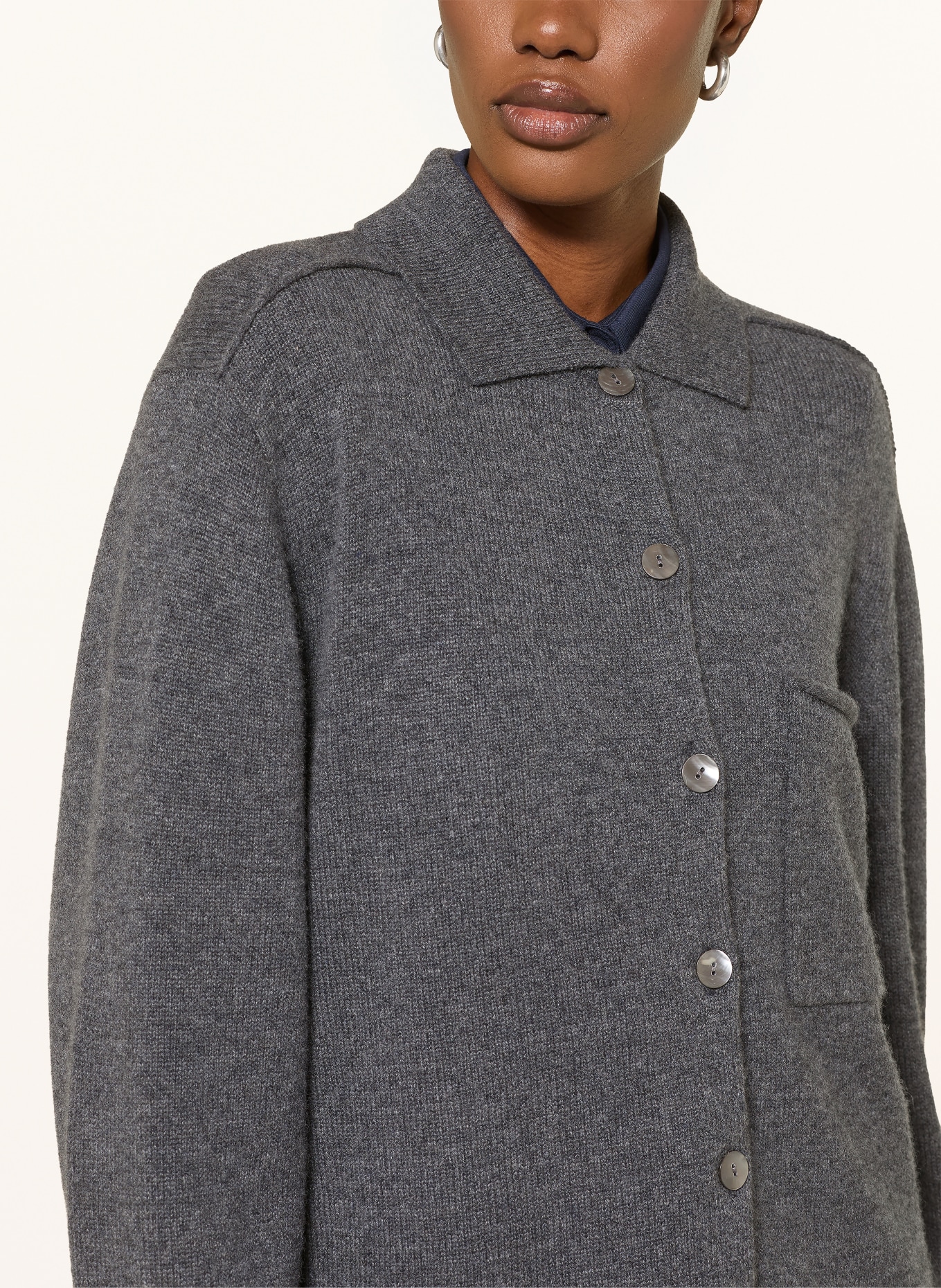 FTC CASHMERE Strickjacke aus Cashmere: DUNKELGRAU