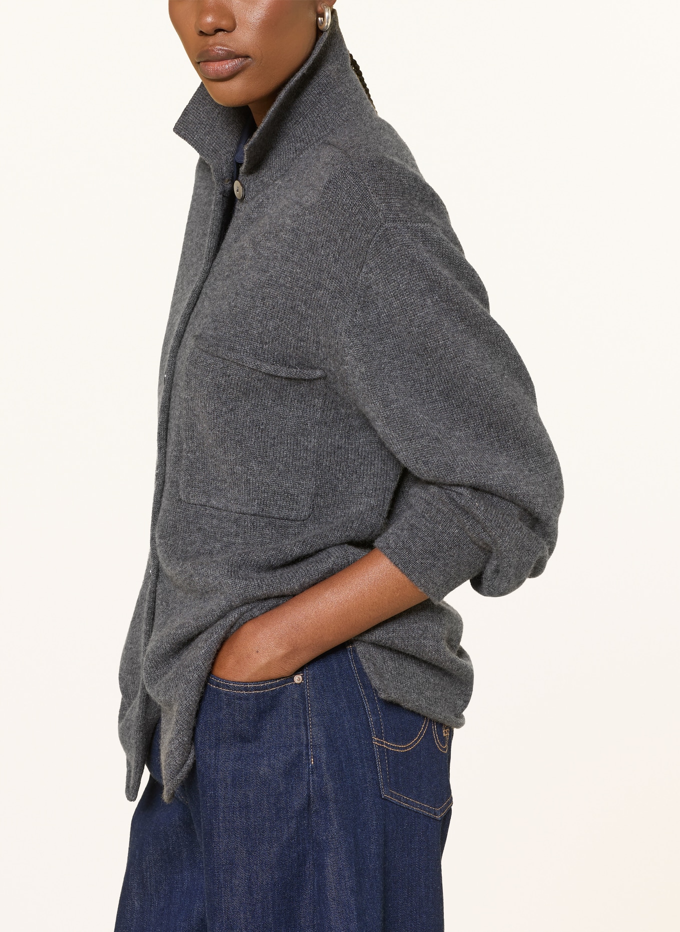 FTC CASHMERE Strickjacke aus Cashmere: DUNKELGRAU