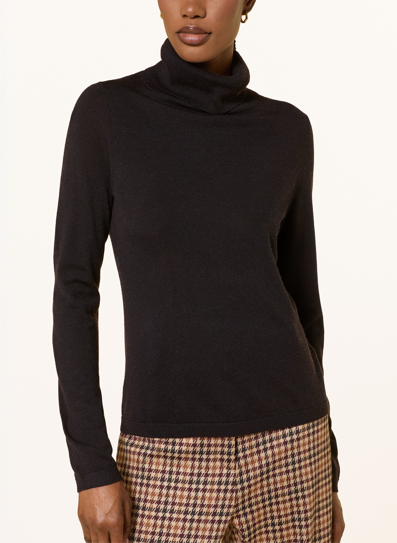 FTC CASHMERE Rollkragenpullover mit Cashmere: DUNKELBRAUN