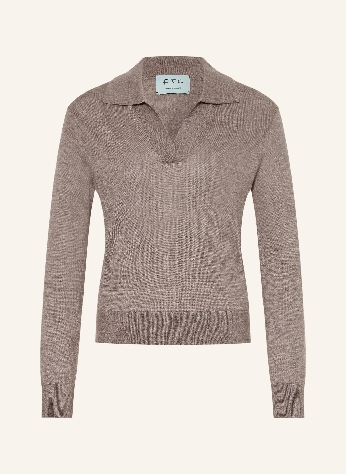 FTC CASHMERE Knit polo shirt with cashmere: TAUPE