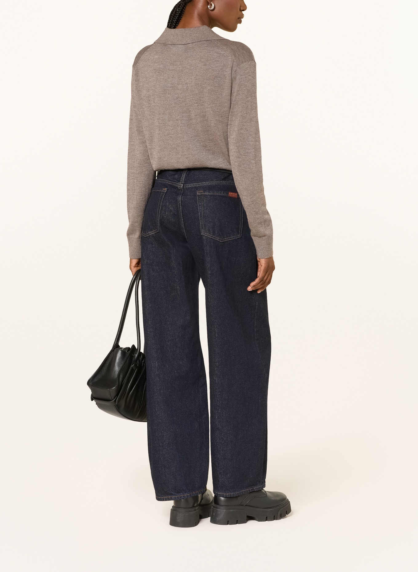 FTC CASHMERE Knit polo shirt with cashmere: TAUPE