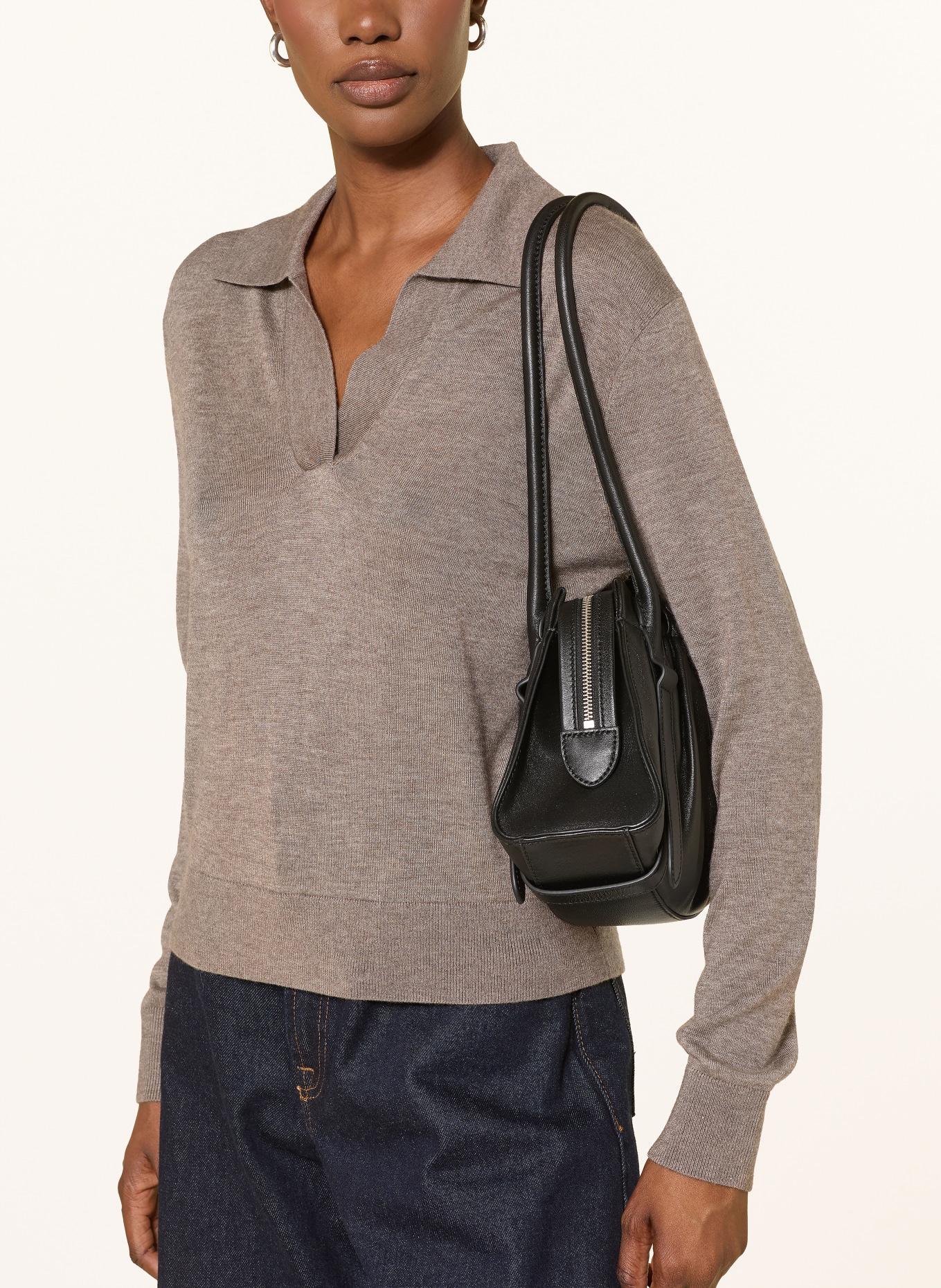 FTC CASHMERE Knit polo shirt with cashmere: TAUPE