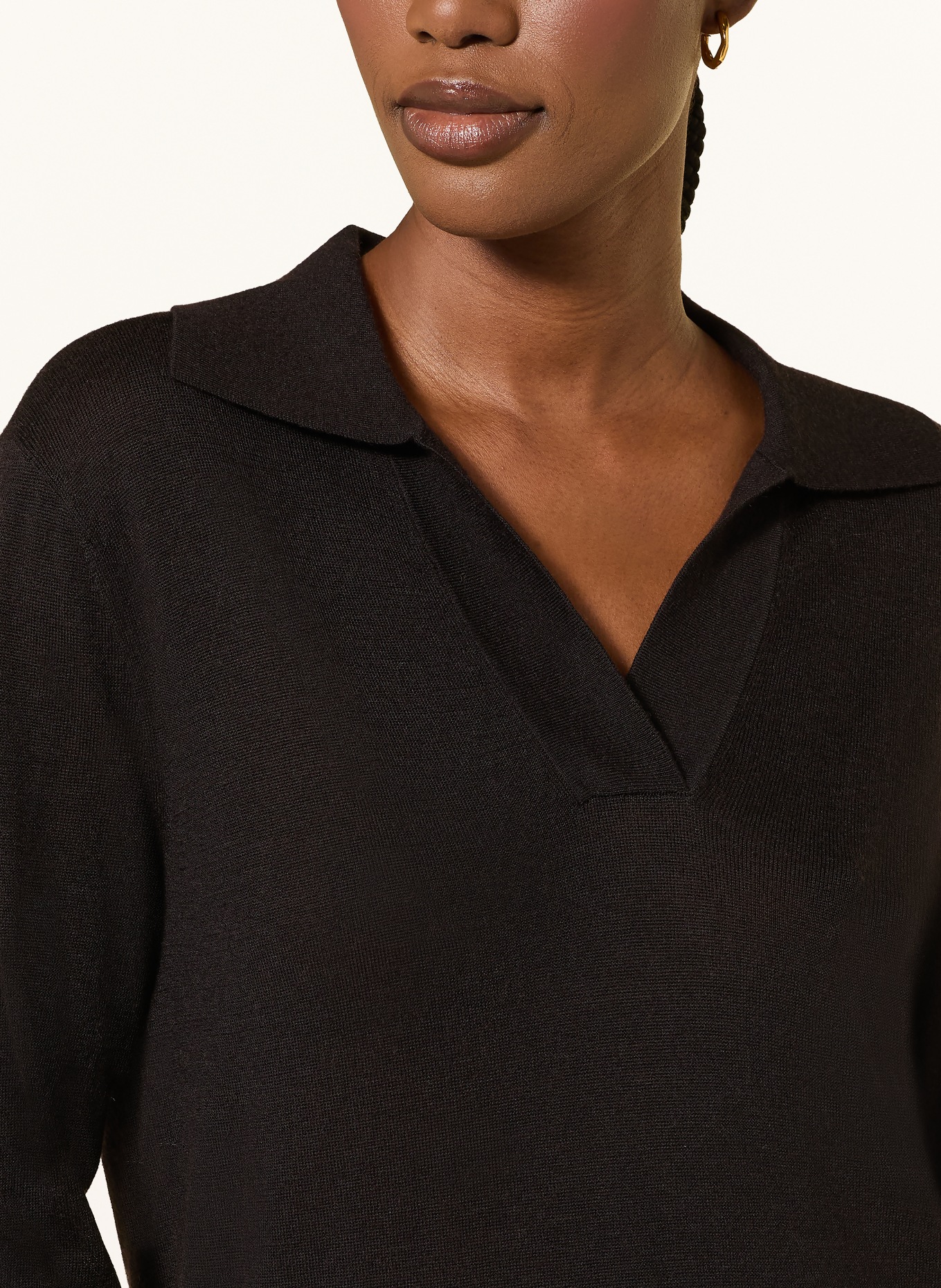 FTC CASHMERE Koszulka polo z dzianiny z kaszmirem: CZARNY