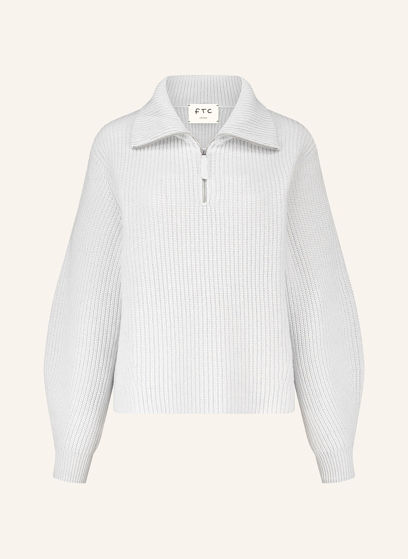 FTC CASHMERE Cashmere Half-zip sweater: LIGHT GRAY