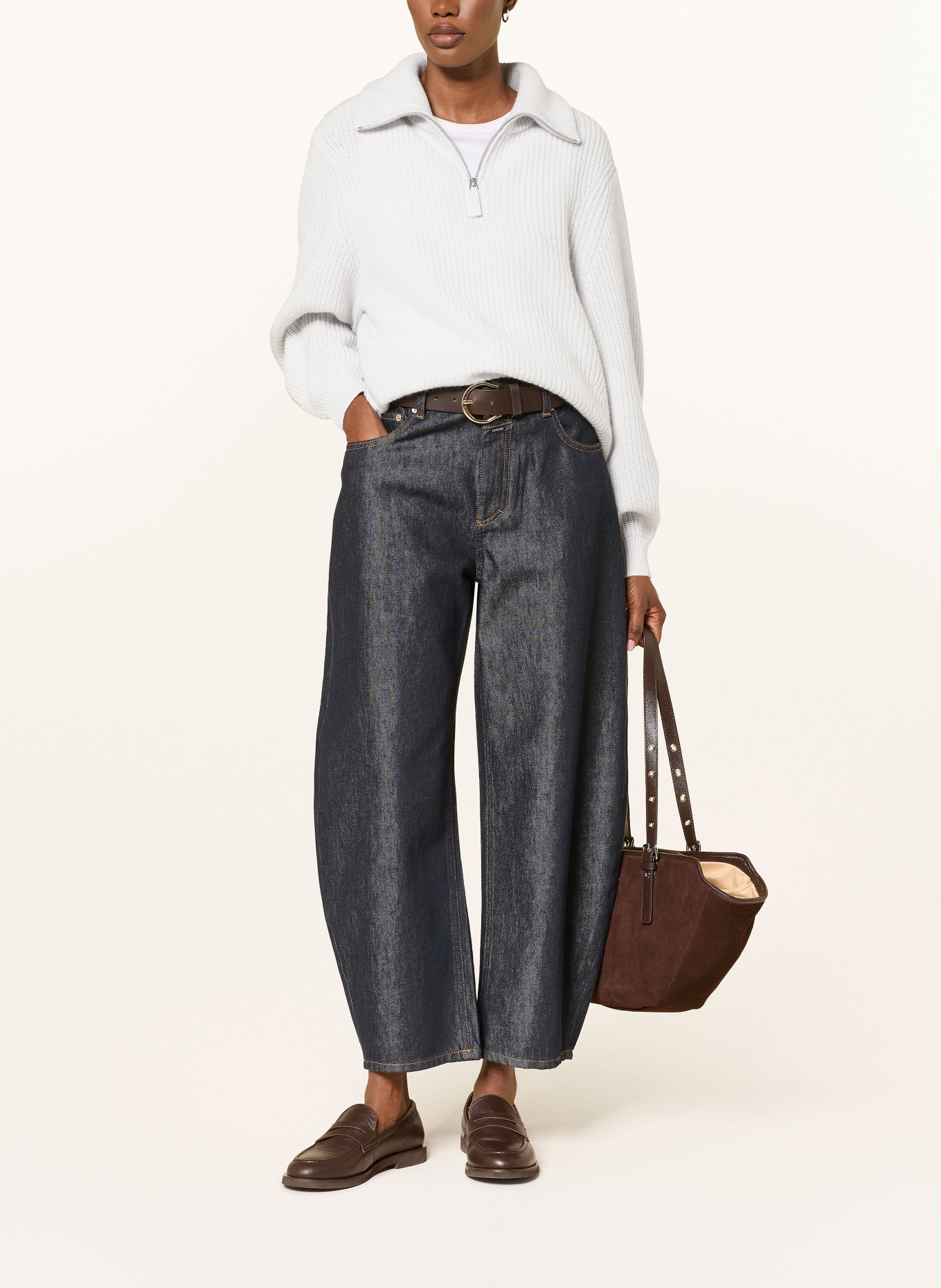 FTC CASHMERE Cashmere Half-zip sweater: LIGHT GRAY