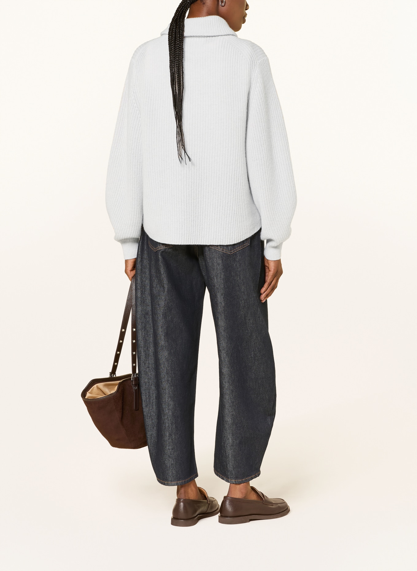 FTC CASHMERE Cashmere Half-zip sweater: LIGHT GRAY