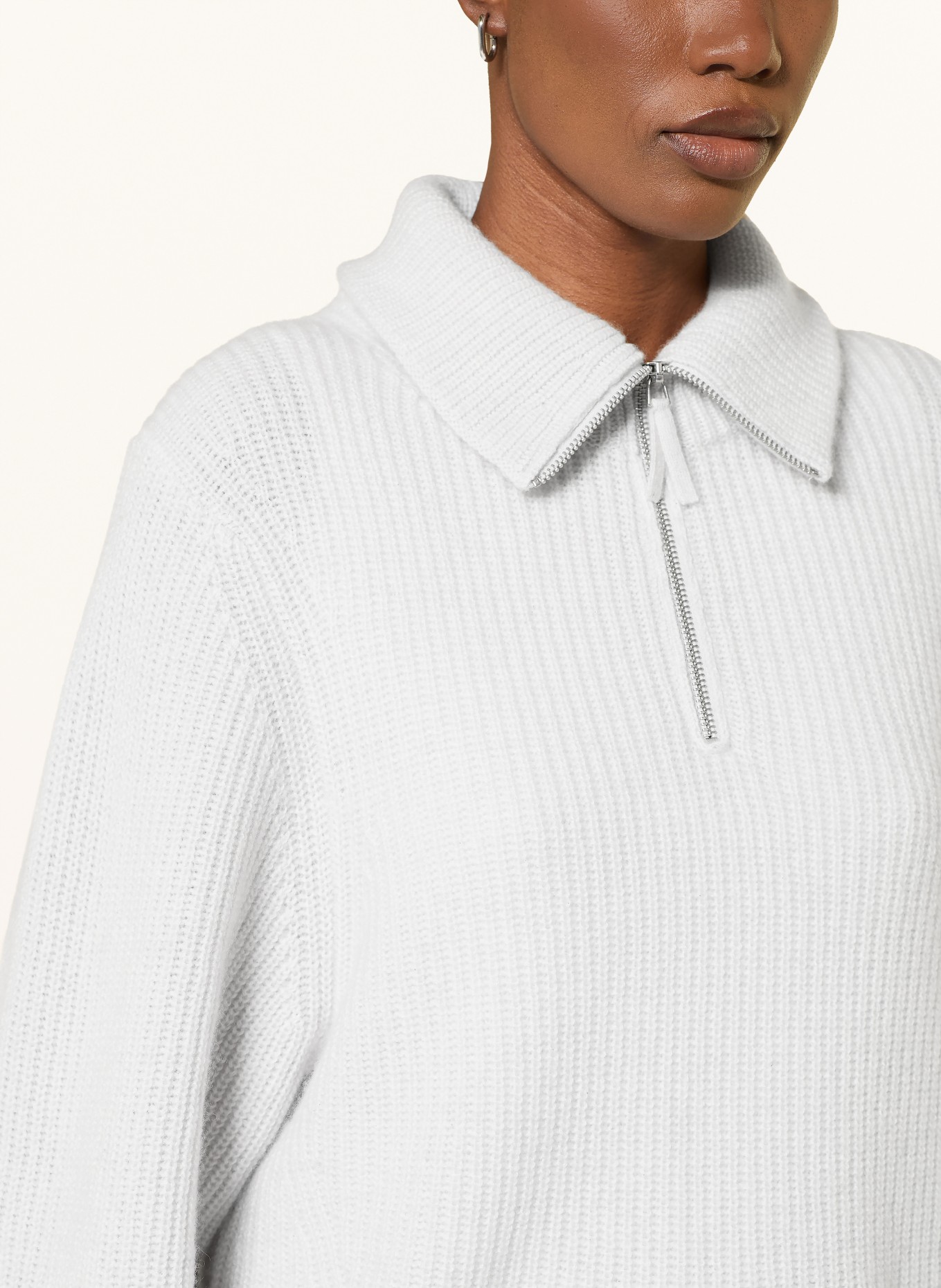 FTC CASHMERE Cashmere Half-zip sweater: LIGHT GRAY