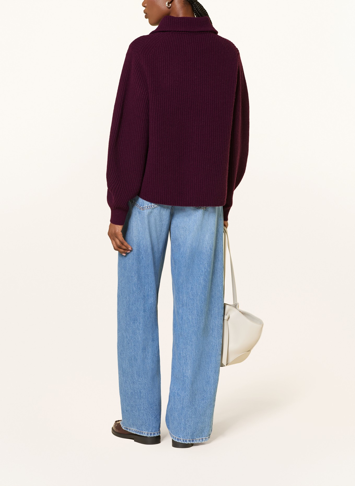 FTC CASHMERE Pull col zippé en cachemire: ROUGE FONCÉ