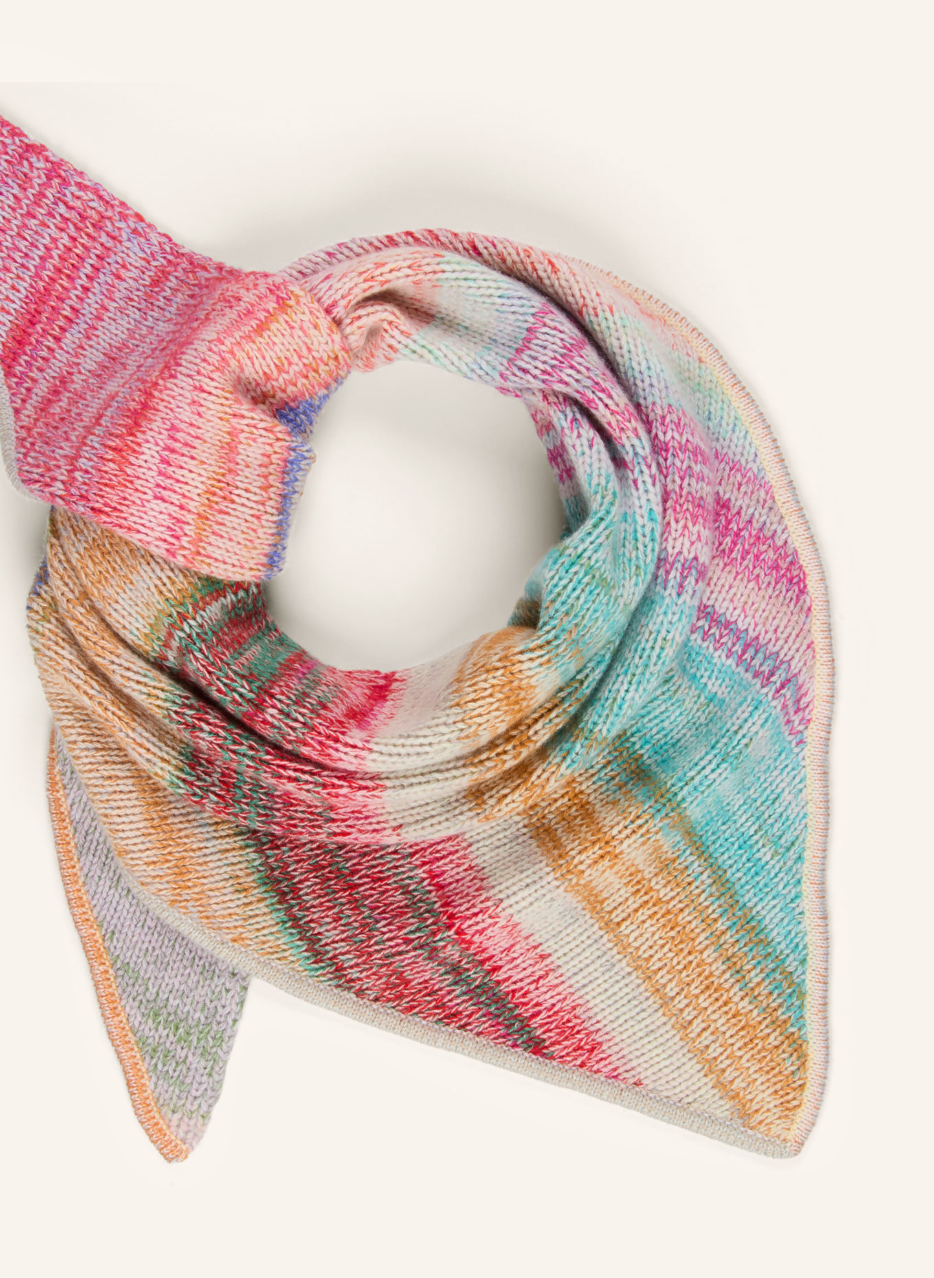 FTC CASHMERE Triangular cashmere scarf: RED / DARK ORANGE / TURQUOISE