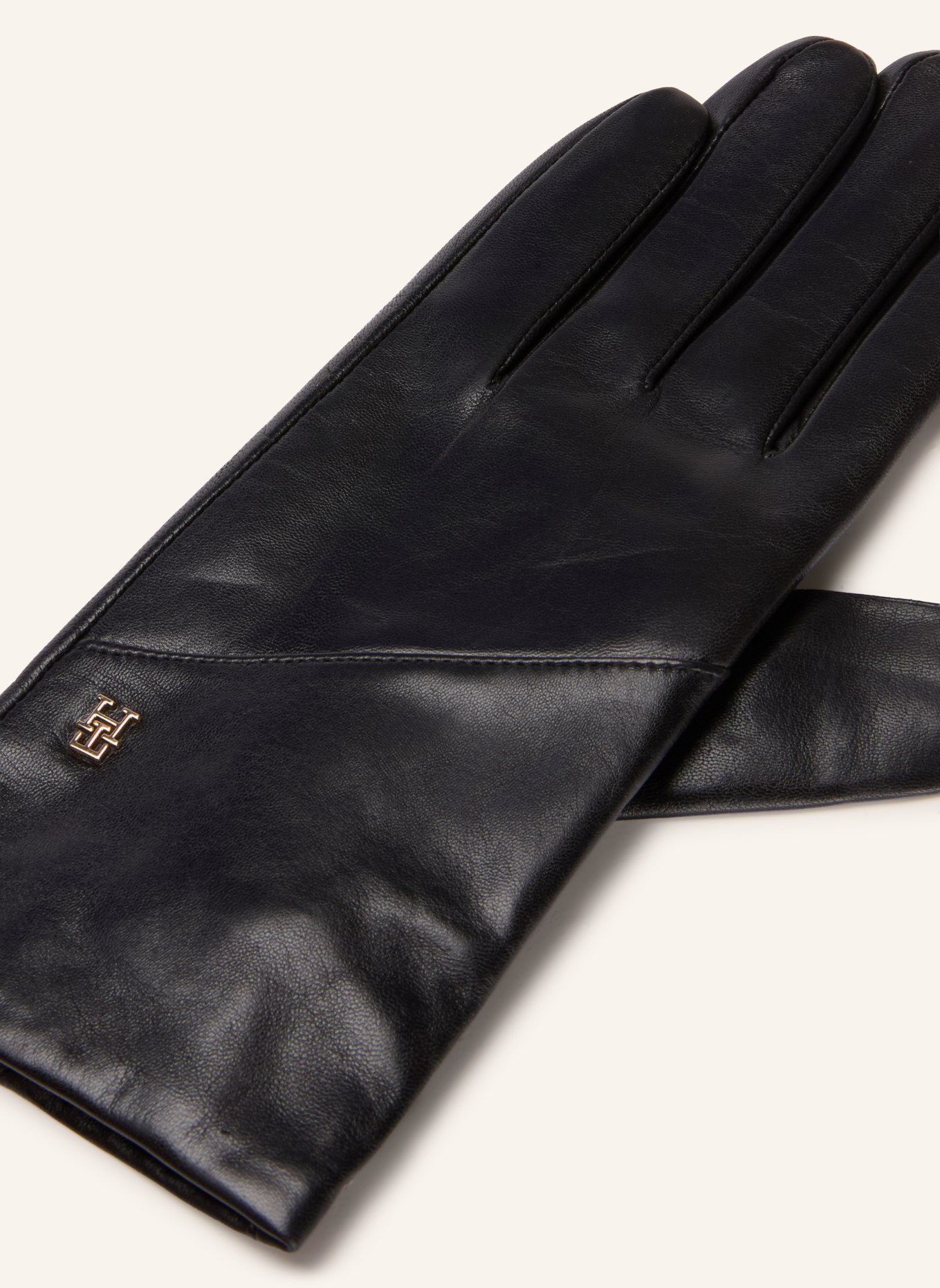 TOMMY HILFIGER Kožené rukavice: ČERNÁ