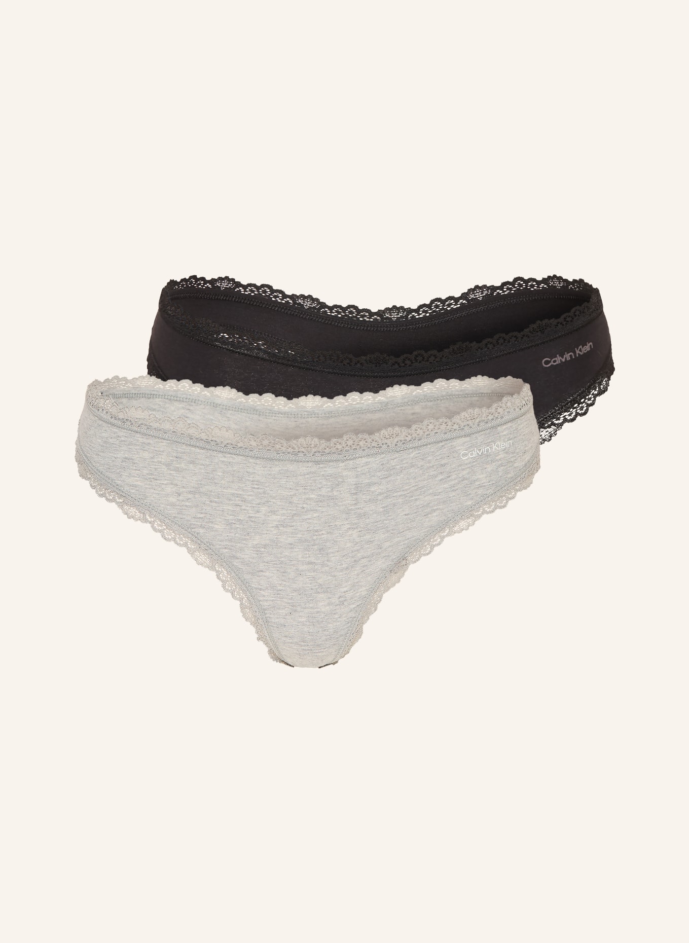 Calvin Klein Zestaw 2 sztuk stringów COTTON STRETCH: JASNOCZARY / CZARNY