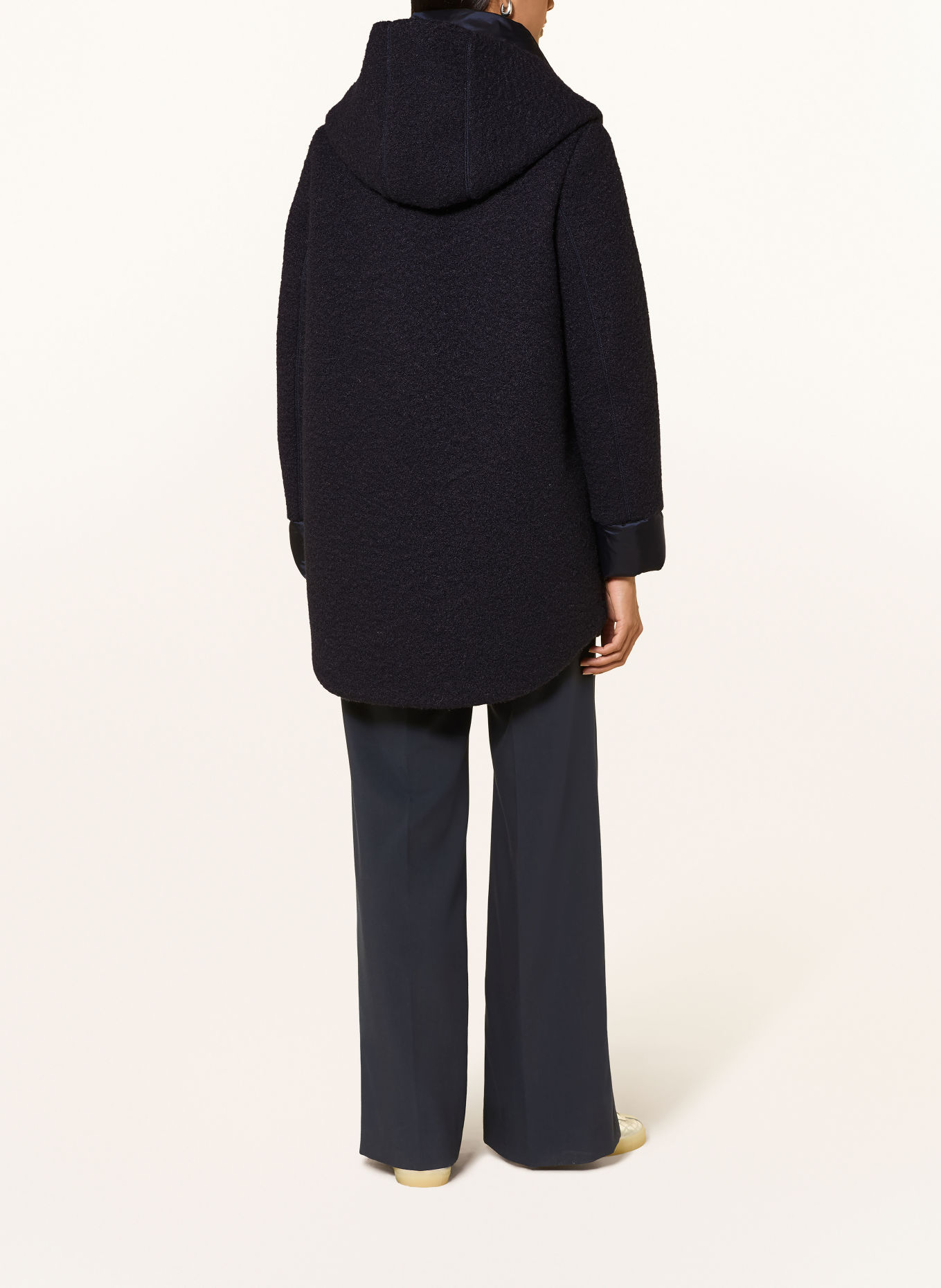 MILESTONE MSSUSANNA Bouclé Coat with Removable Trim: DARK BLUE