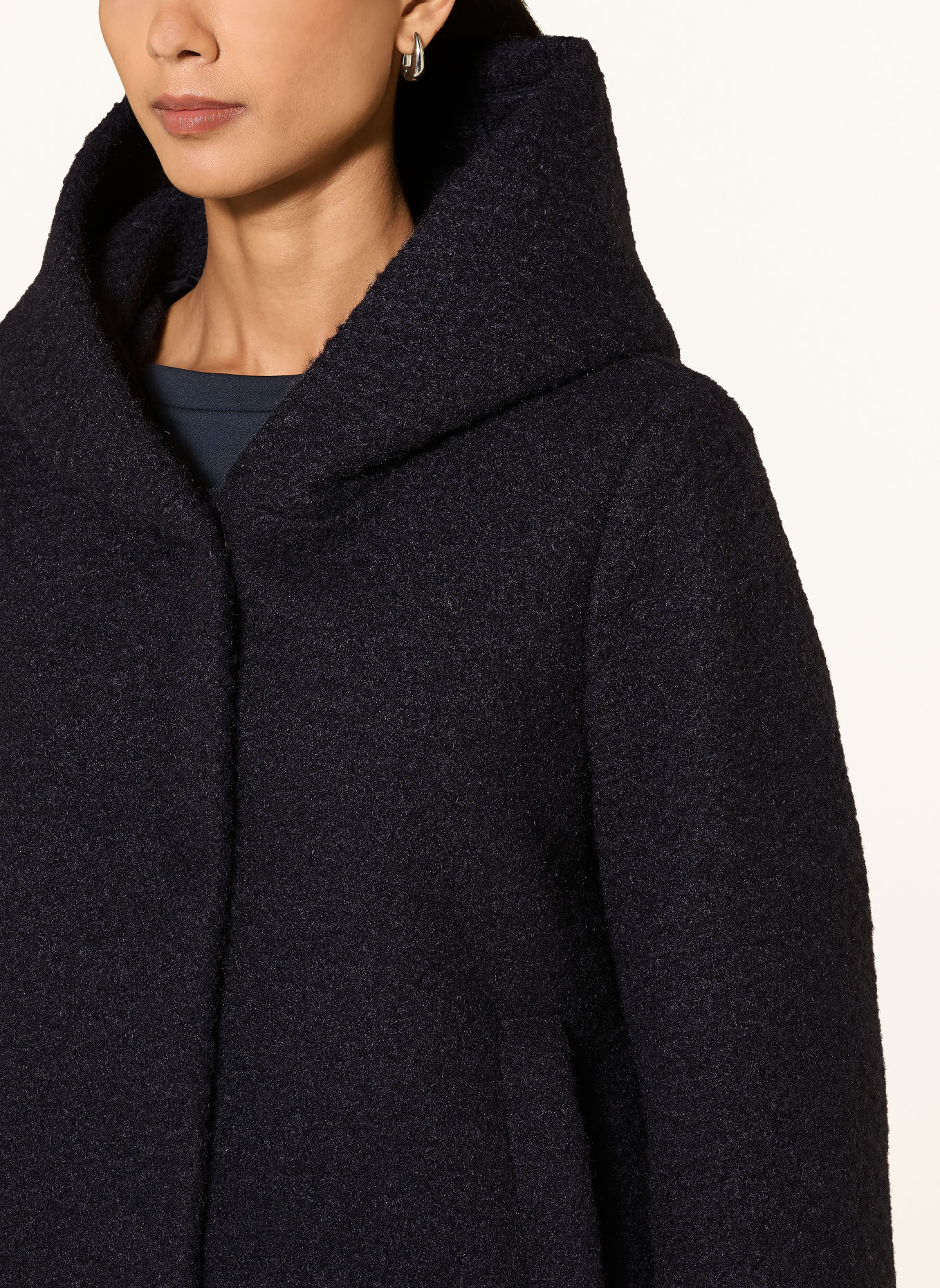 MILESTONE MSSUSANNA Bouclé Coat with Removable Trim: DARK BLUE