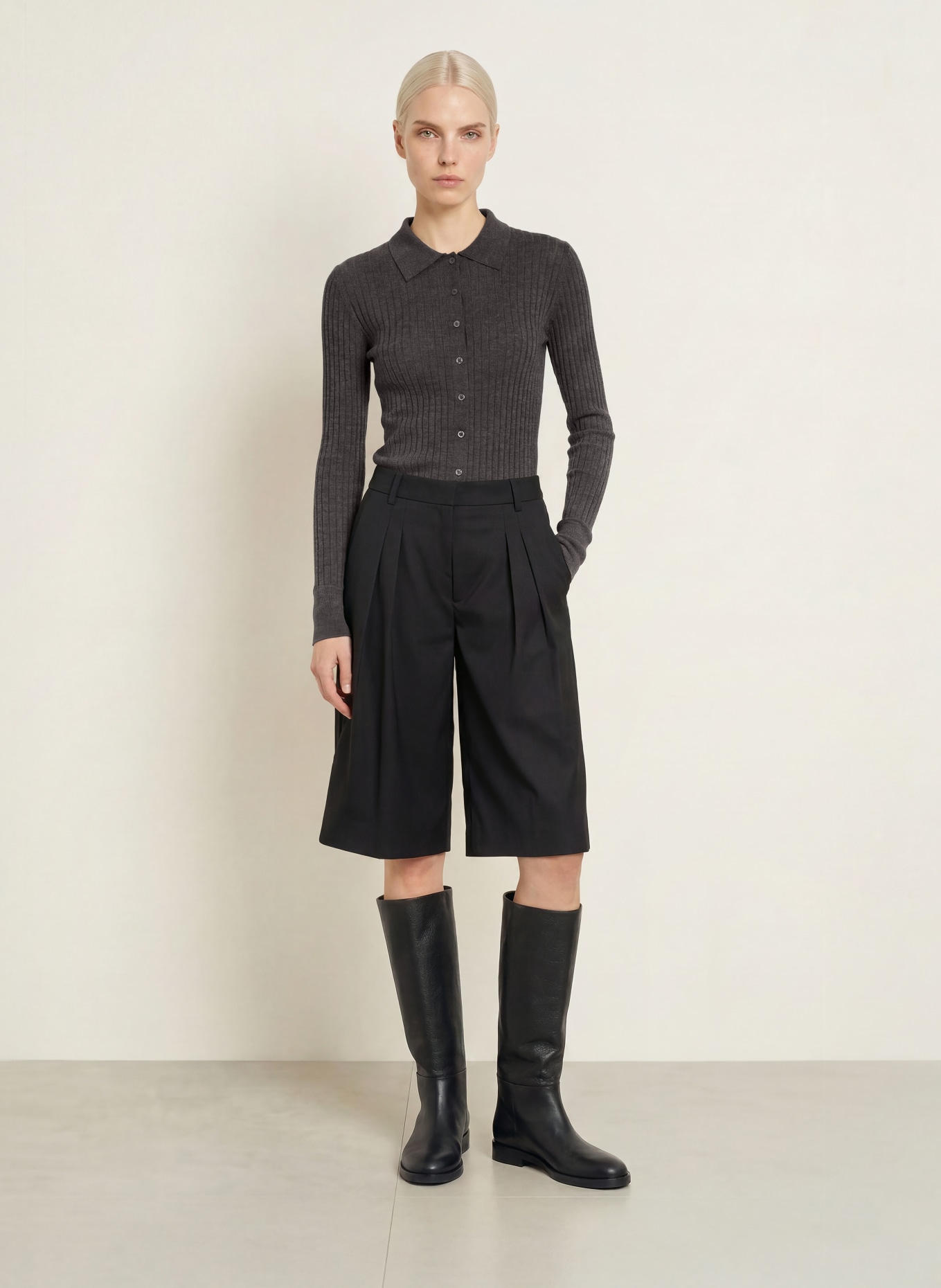 darling harbour Merinowool Cardigan: truffle melange