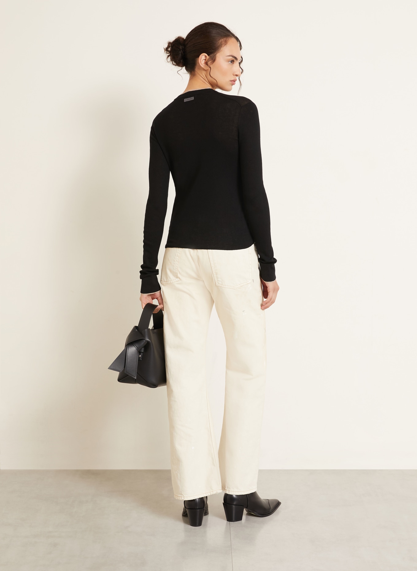 Acne Studios Cardigan with silk: BLACK / TAUPE