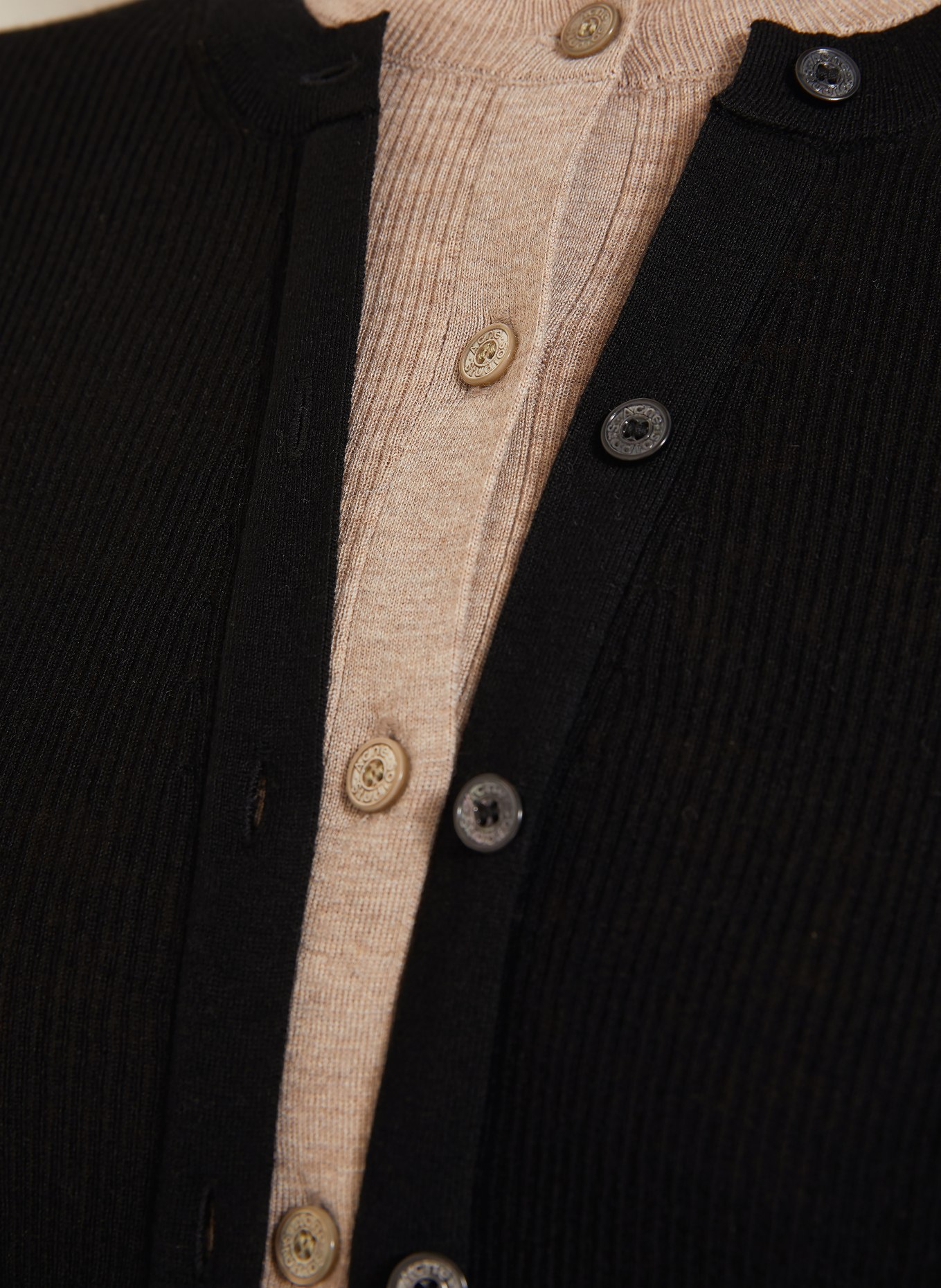Acne Studios Cardigan with silk: BLACK / TAUPE
