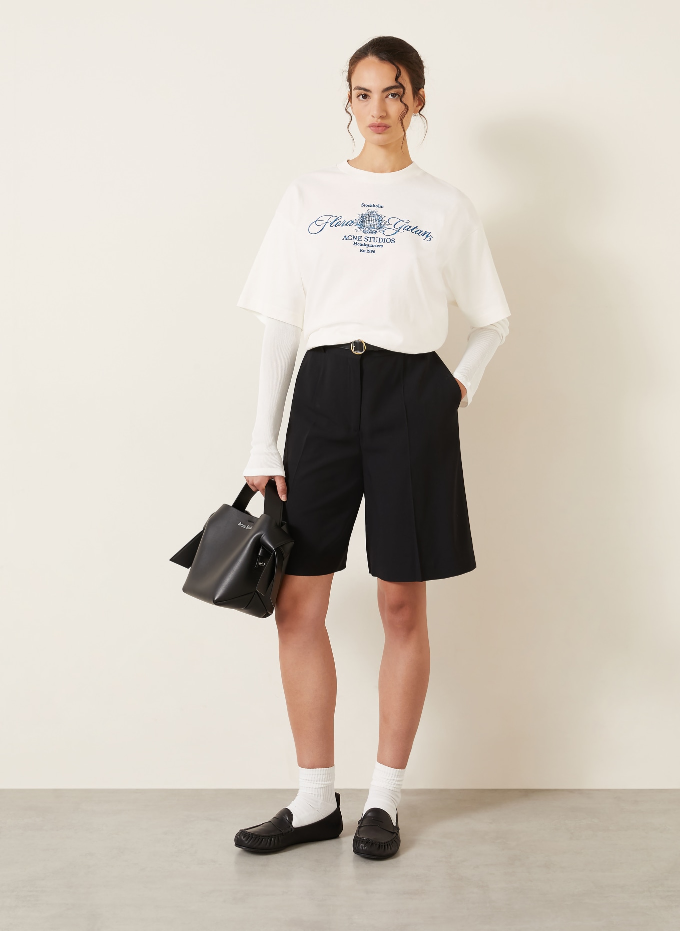 Acne Studios Longsleeve: WEISS / DUNKELBLAU