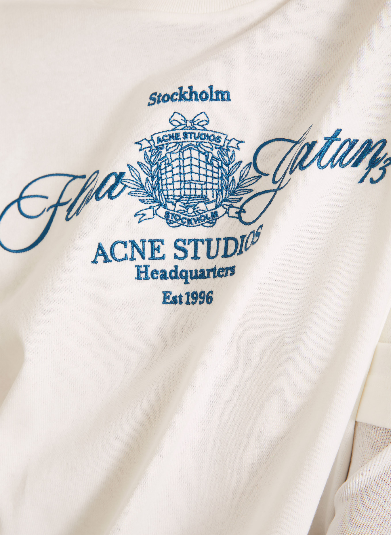 Acne Studios Longsleeve: WEISS / DUNKELBLAU
