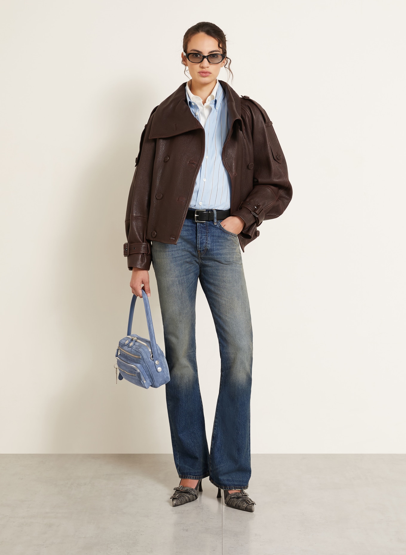Acne Studios Leather jacket: DARK BROWN