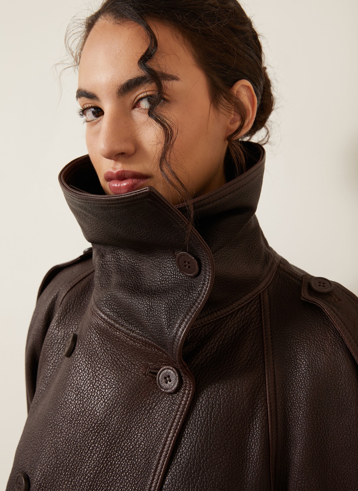 Acne Studios Leather jacket: DARK BROWN