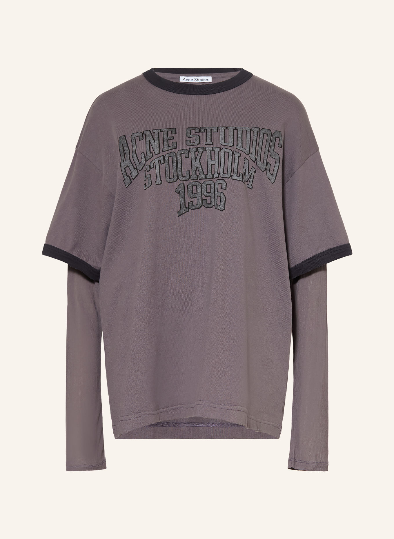 Acne Studios Tricou cu mânecă lungă: GRI ÎNCHIS / NEGRU