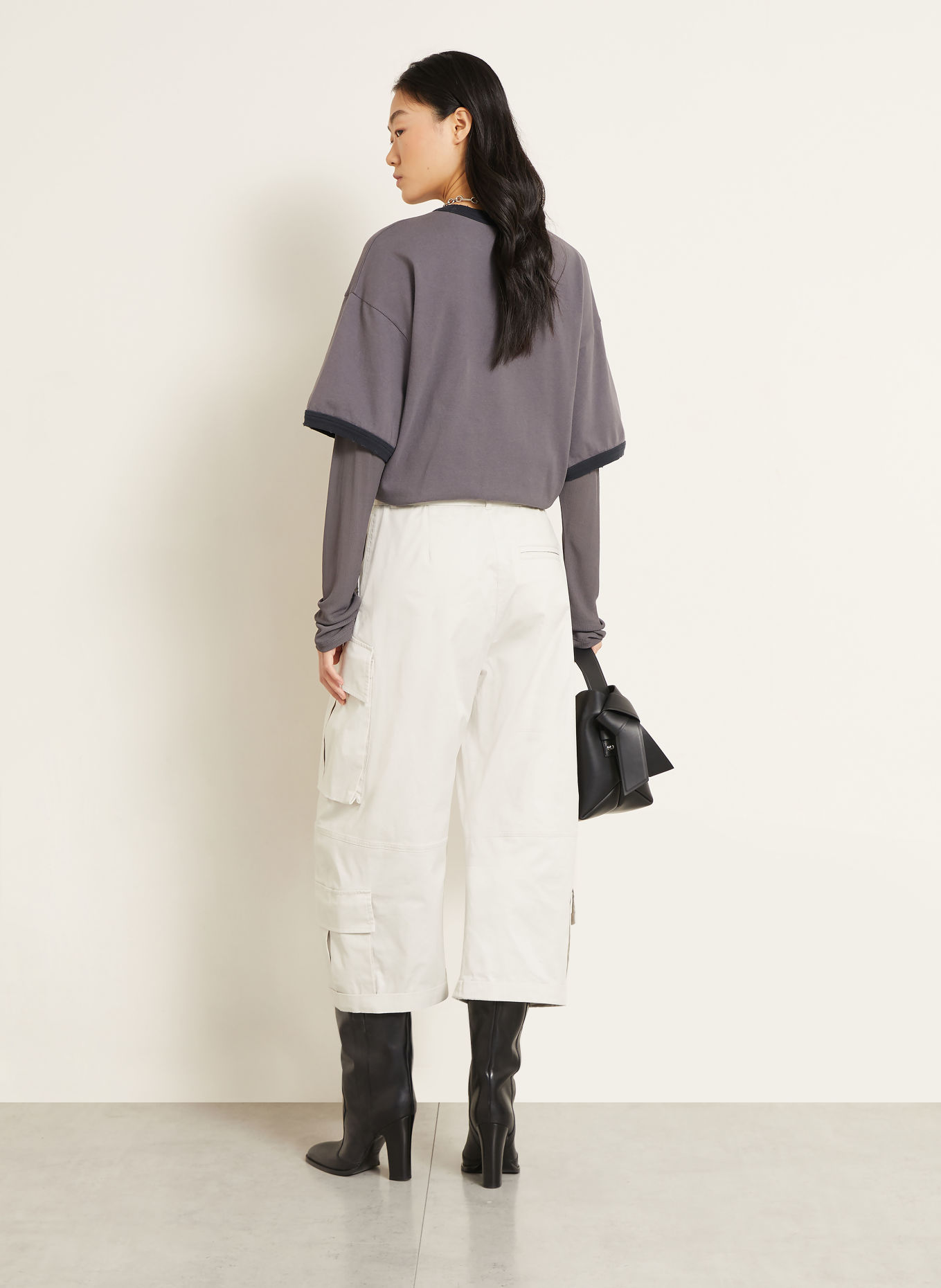 Acne Studios Tricou cu mânecă lungă: GRI ÎNCHIS / NEGRU