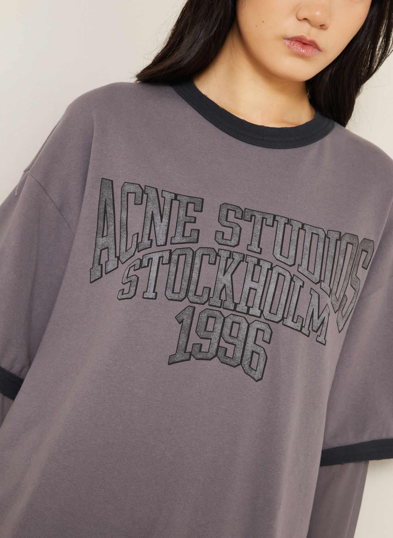Acne Studios Tricou cu mânecă lungă: GRI ÎNCHIS / NEGRU