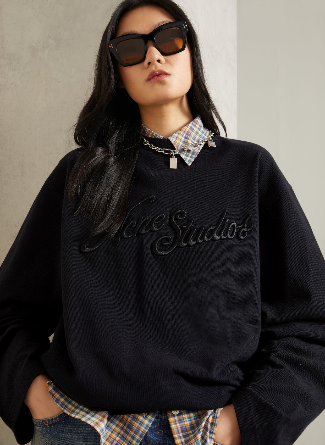 Acne Studios Haut à manches longues: NOIR
