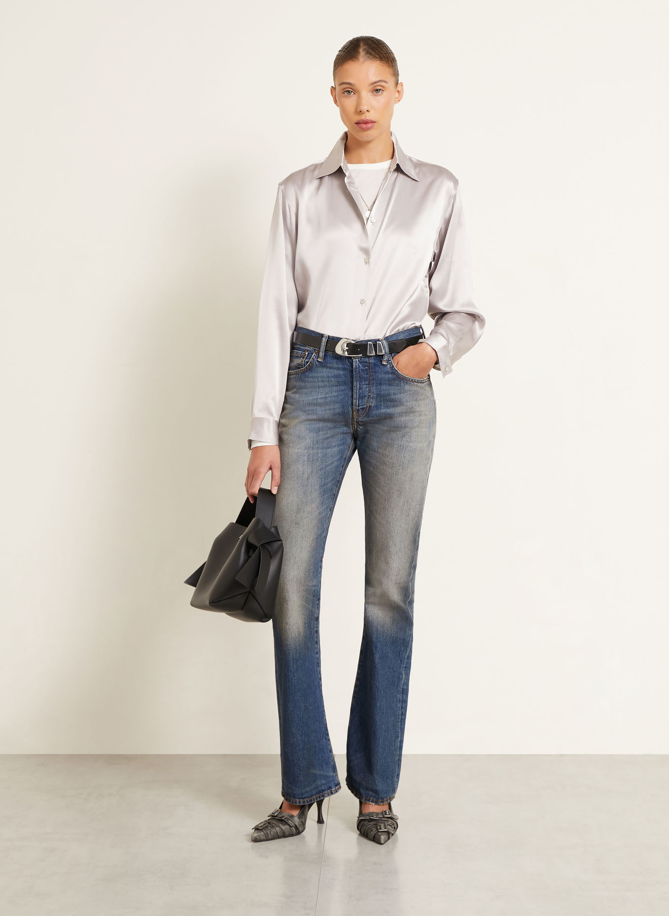 Acne Studios Chemisier en soie: ARGENT