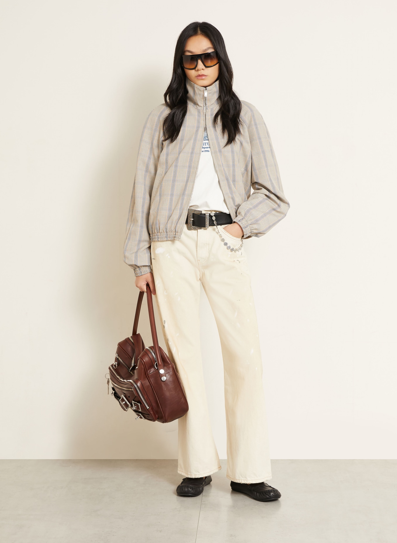 Acne Studios Blouson: BEIGE / COGNAC / BLEU