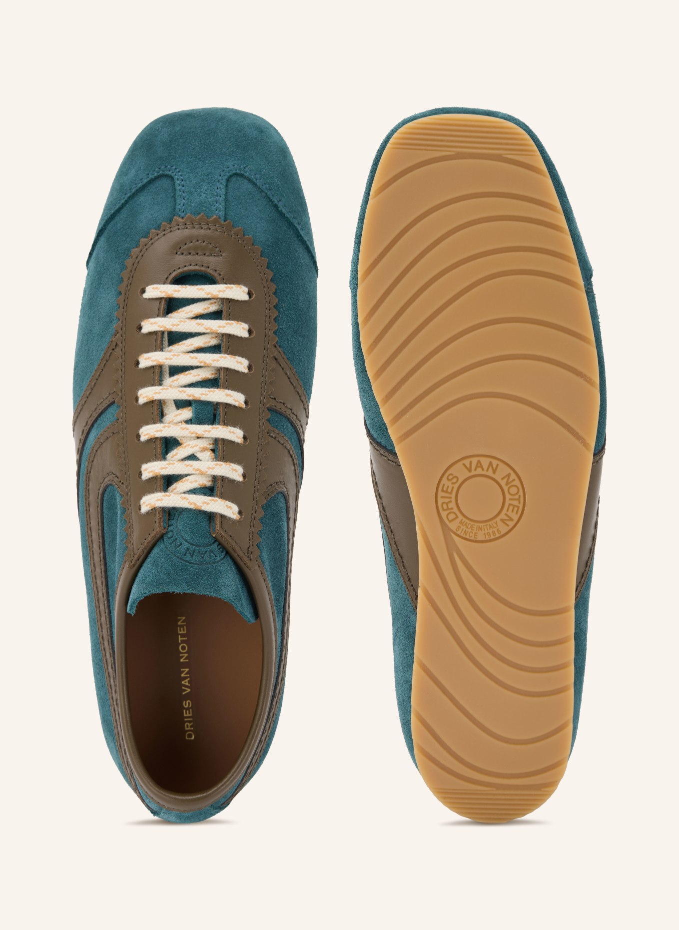 DRIES VAN NOTEN Sneaker: PETROL / BRAUN