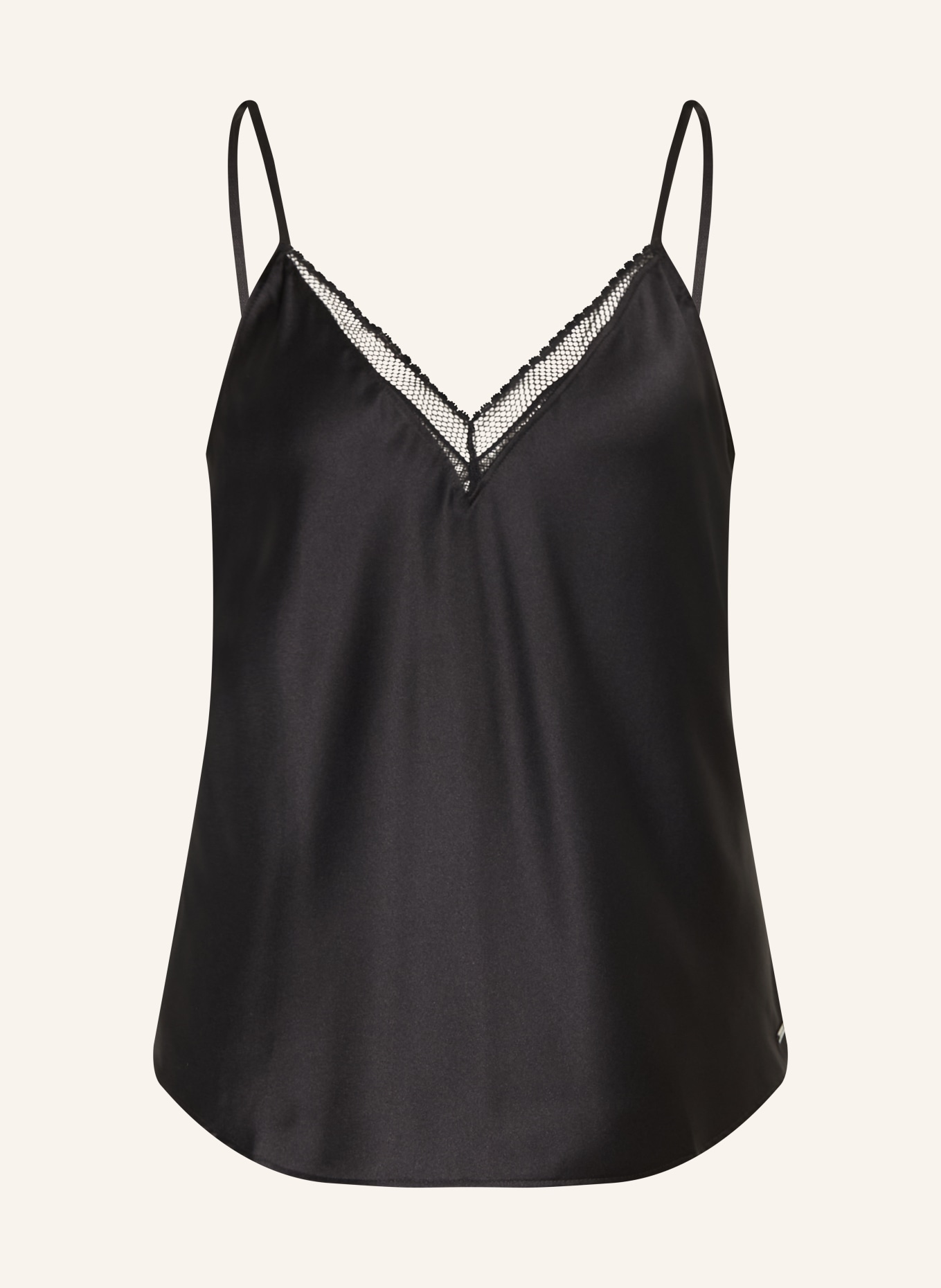 Calvin Klein SIGNATURE STRETCH LACE Satin Sleep top: BLACK