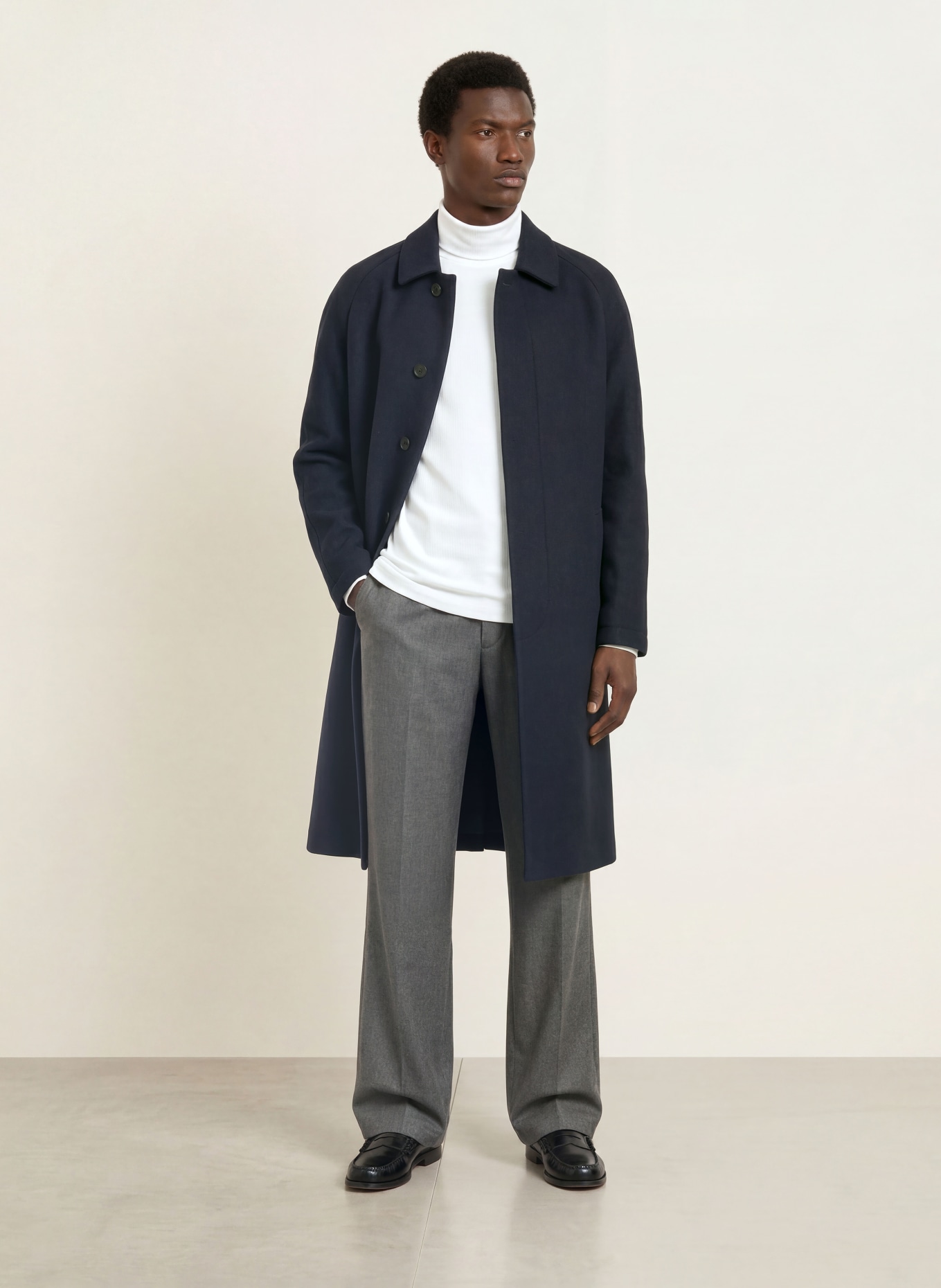 HARRIS WHARF LONDON Wool coat: DARK BLUE