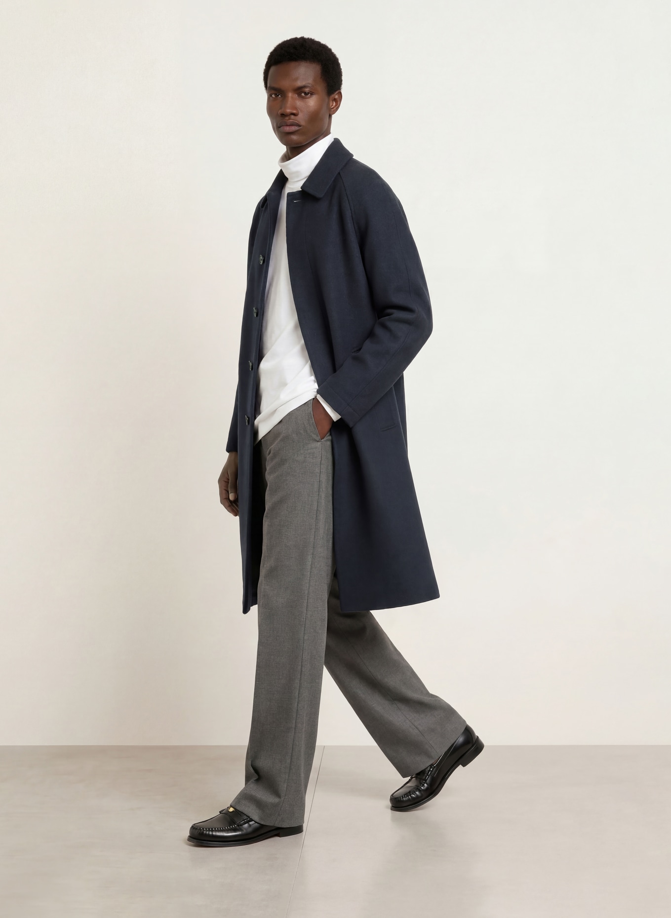 HARRIS WHARF LONDON Wool coat: DARK BLUE