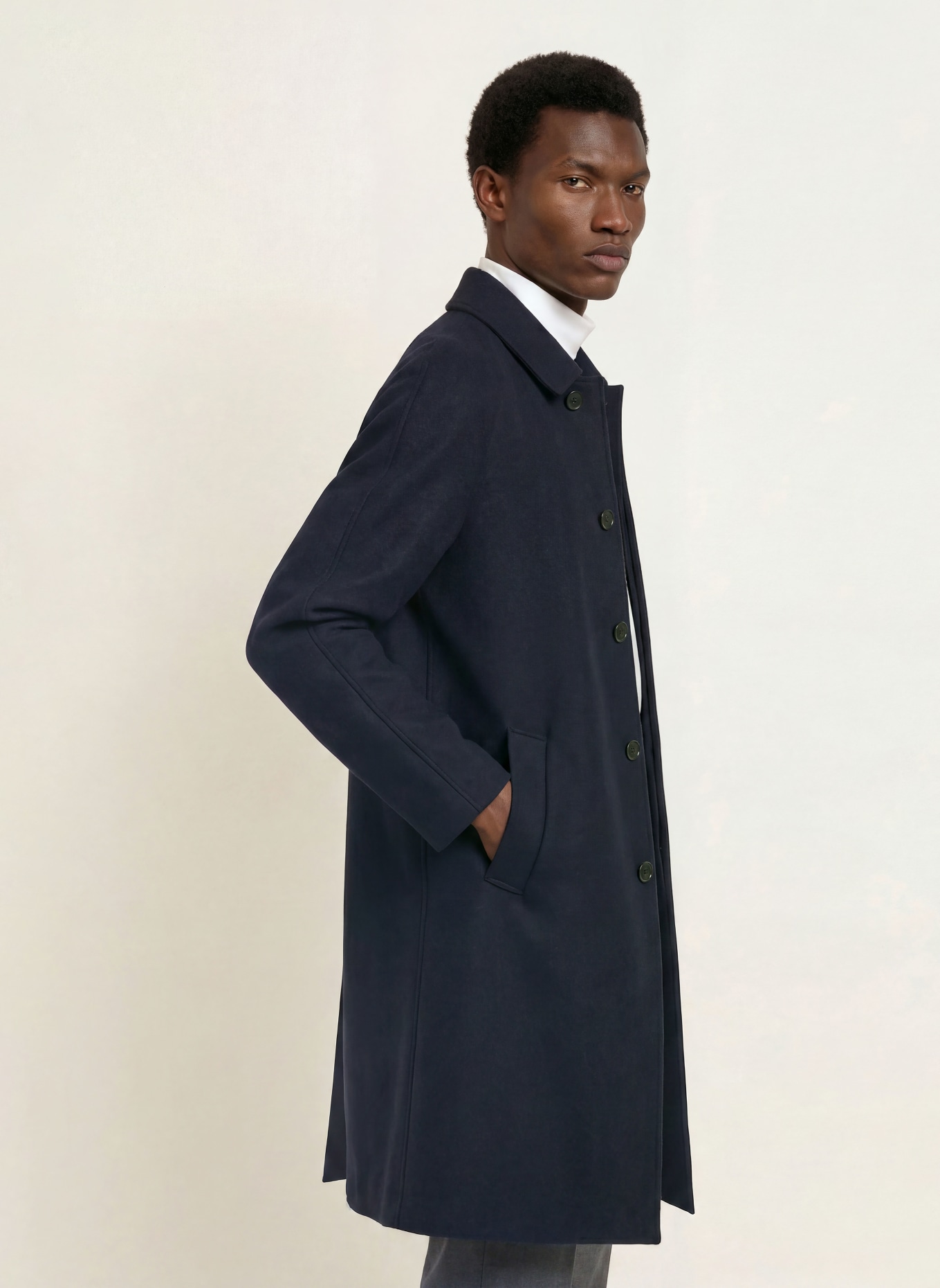 HARRIS WHARF LONDON Wool coat: DARK BLUE
