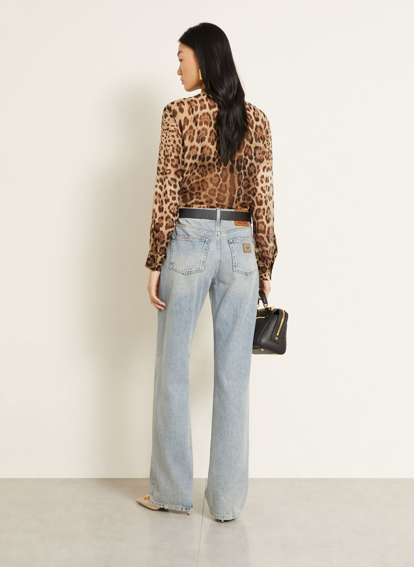 DOLCE & GABBANA Schluppenbluse: HELLBRAUN / DUNKELBRAUN / BRAUN