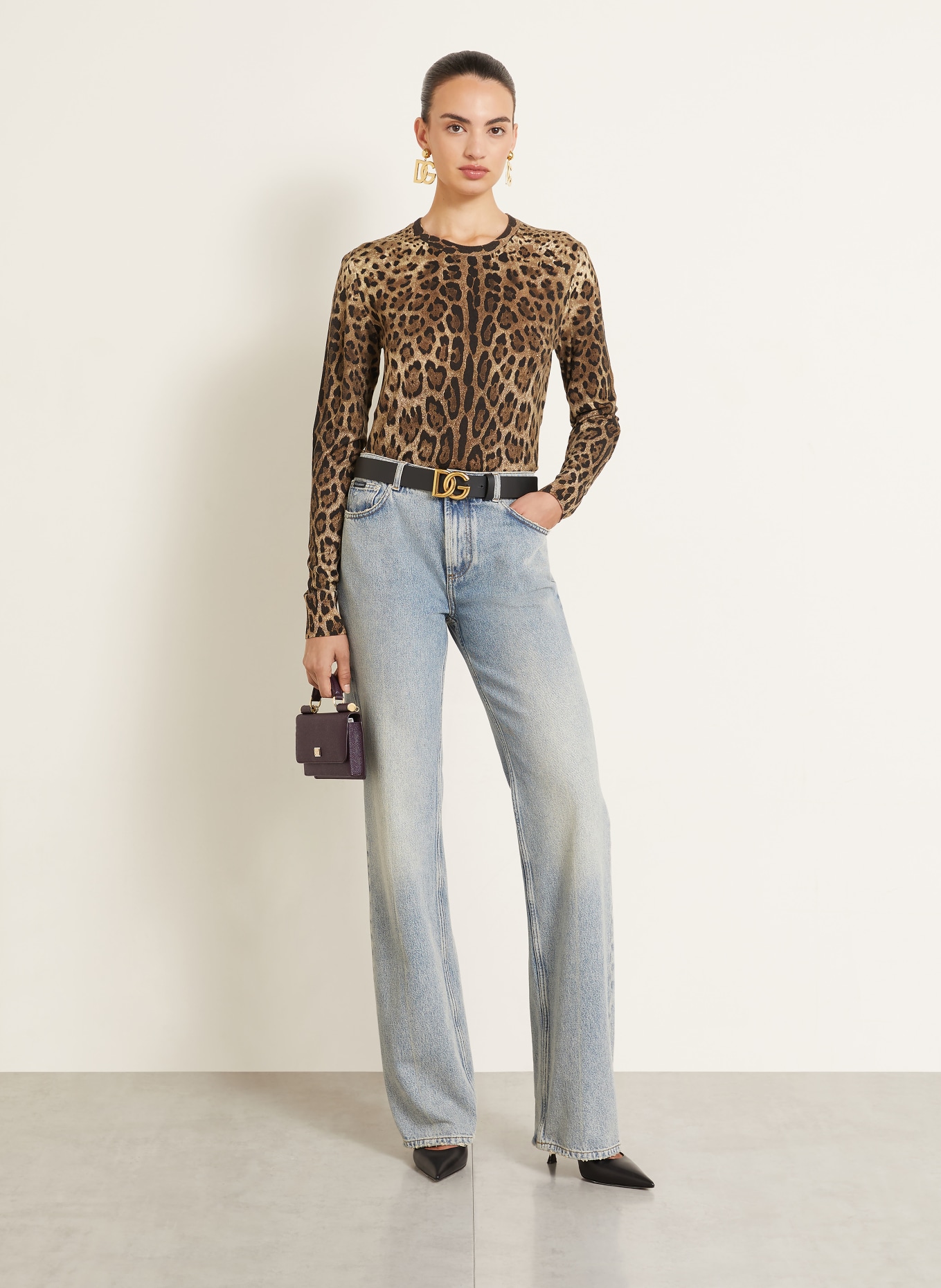 DOLCE & GABBANA Long-sleeve shirt: DARK BROWN / LIGHT BROWN / BROWN