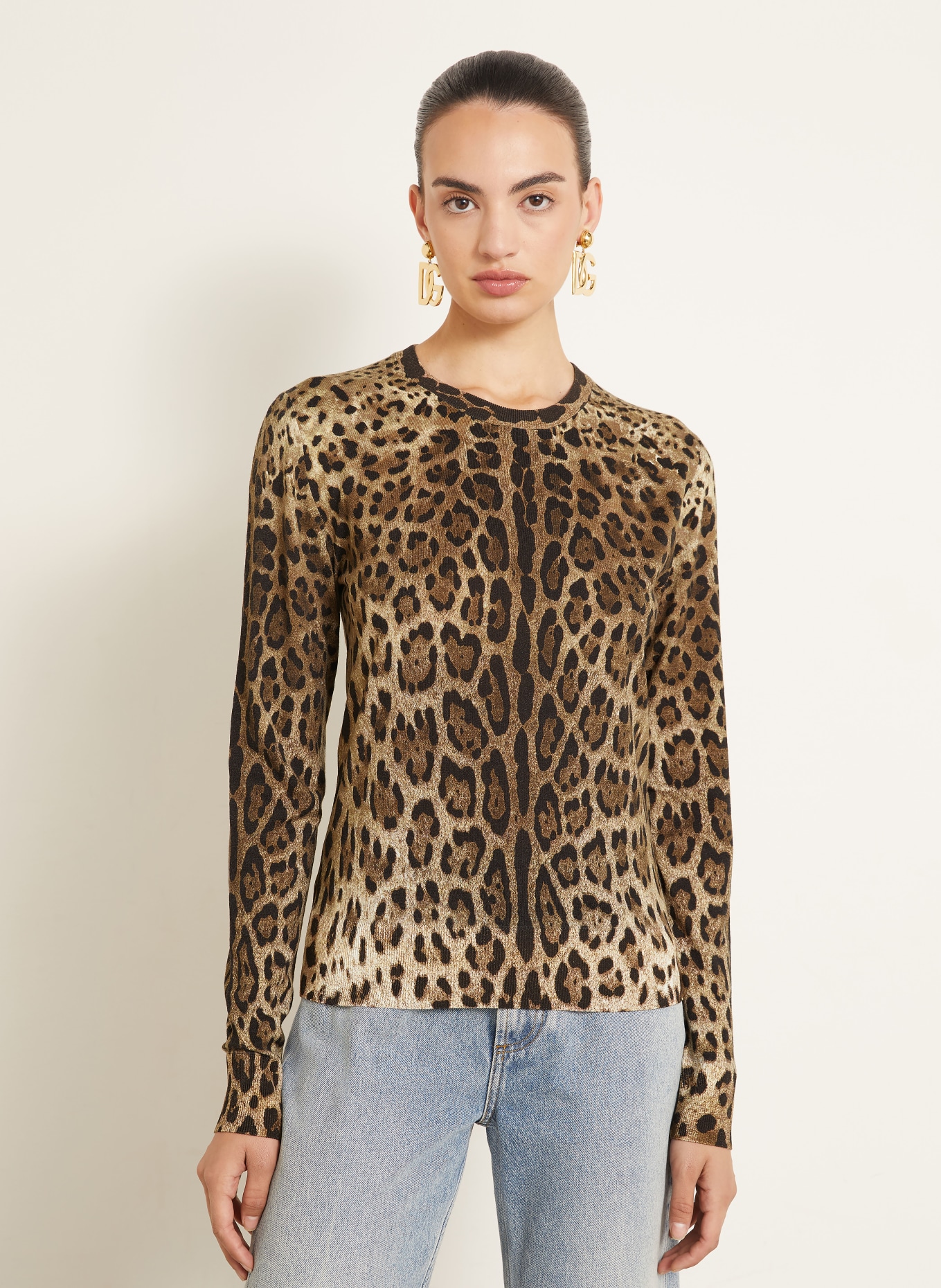 DOLCE & GABBANA Long-sleeve shirt: DARK BROWN / LIGHT BROWN / BROWN